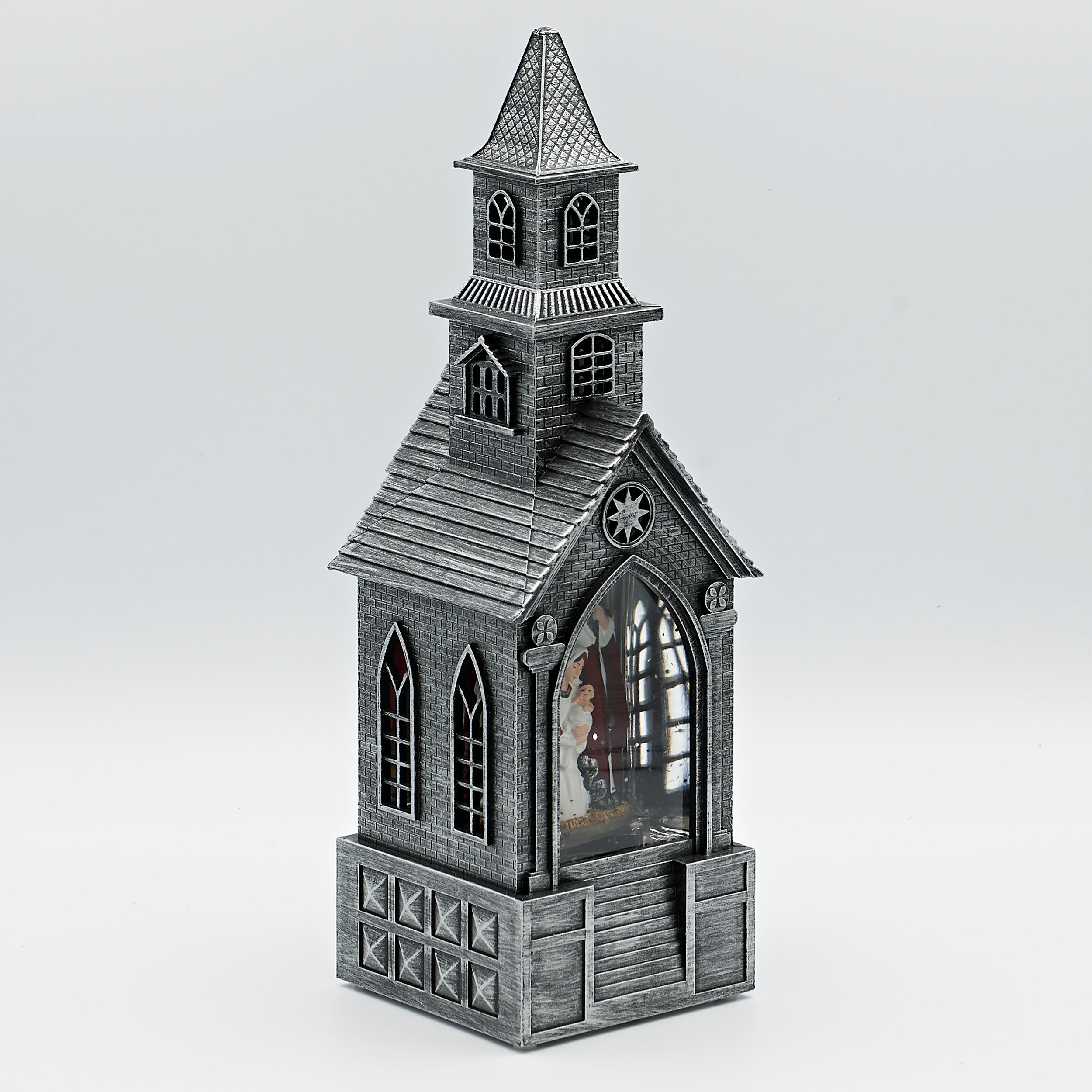 Confetti Lites Lighted Swirl Church with Holy Family