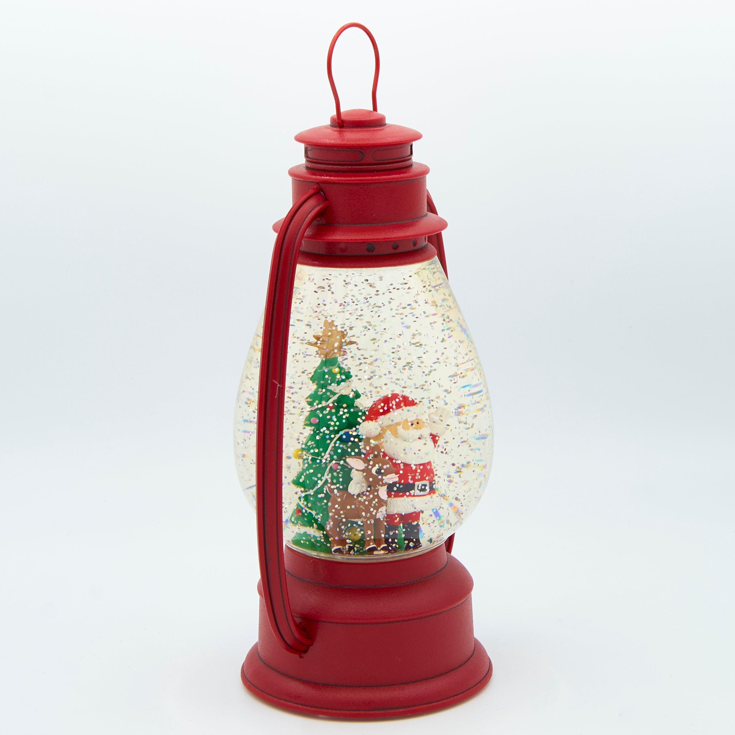 Rudolph the Red Nose Reindeer & Santa Swirl Lantern with Tree Confetti Lites