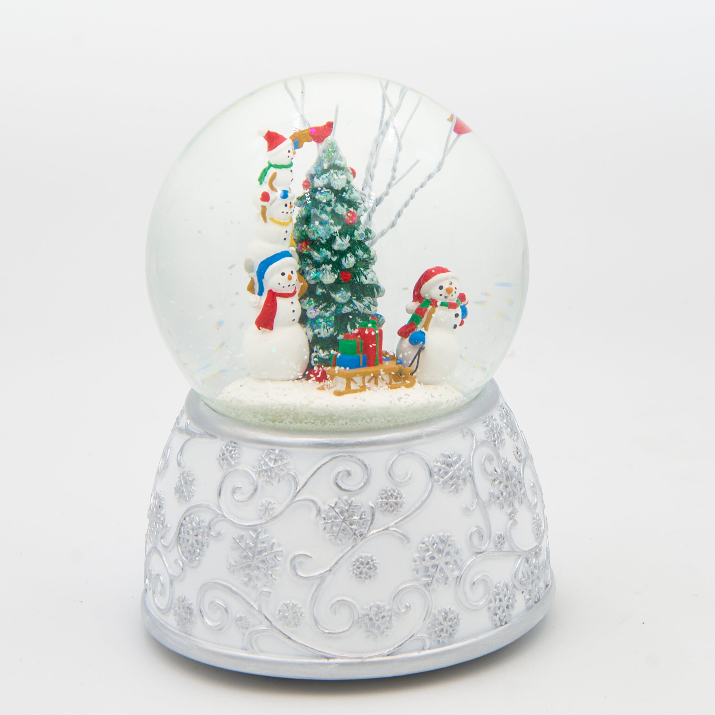 Glitterdome Musical Snowmen Decorating Tree – "Let It Snow" Tune