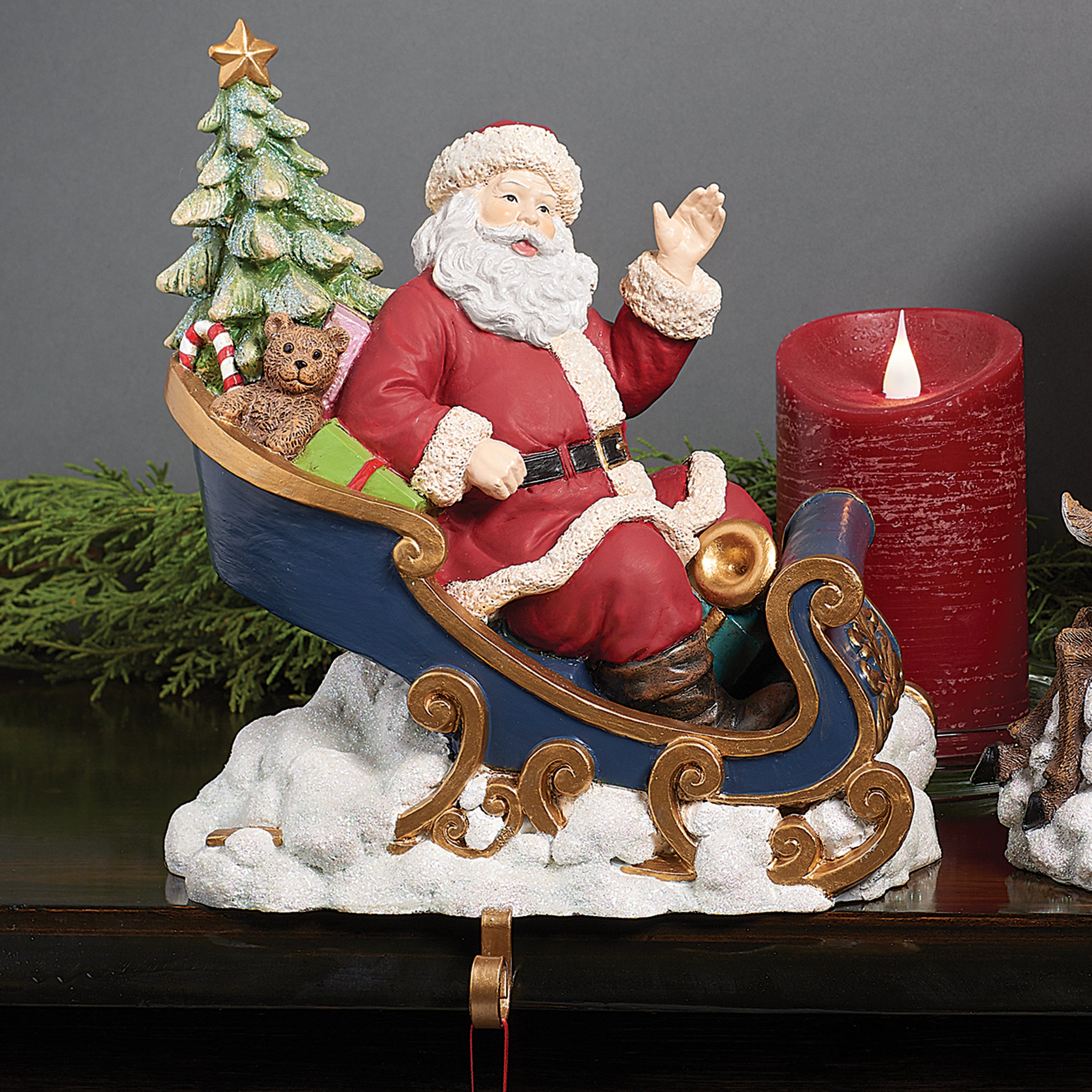 Santa in Sleigh Stocking Holder