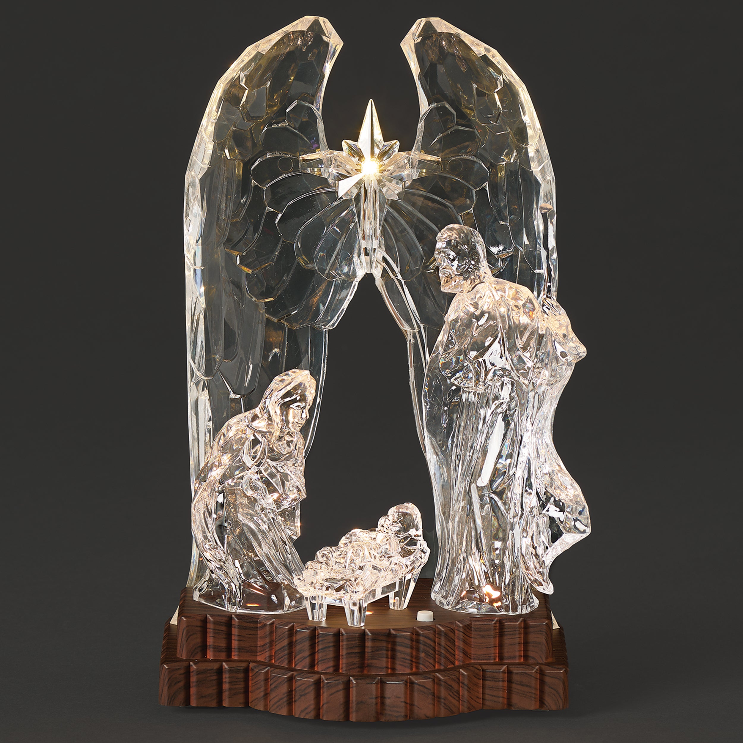 Lighted Holy Family with Arch of Wings & Star