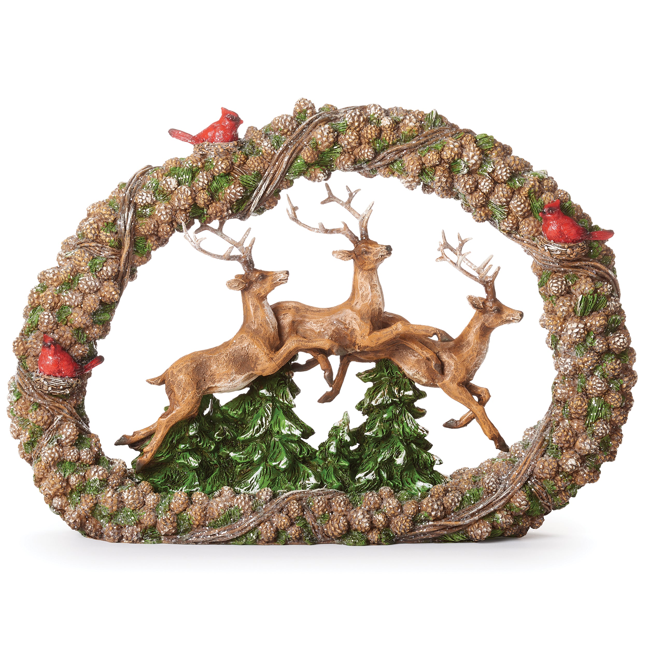 Leaping Deer in Wreath Figure