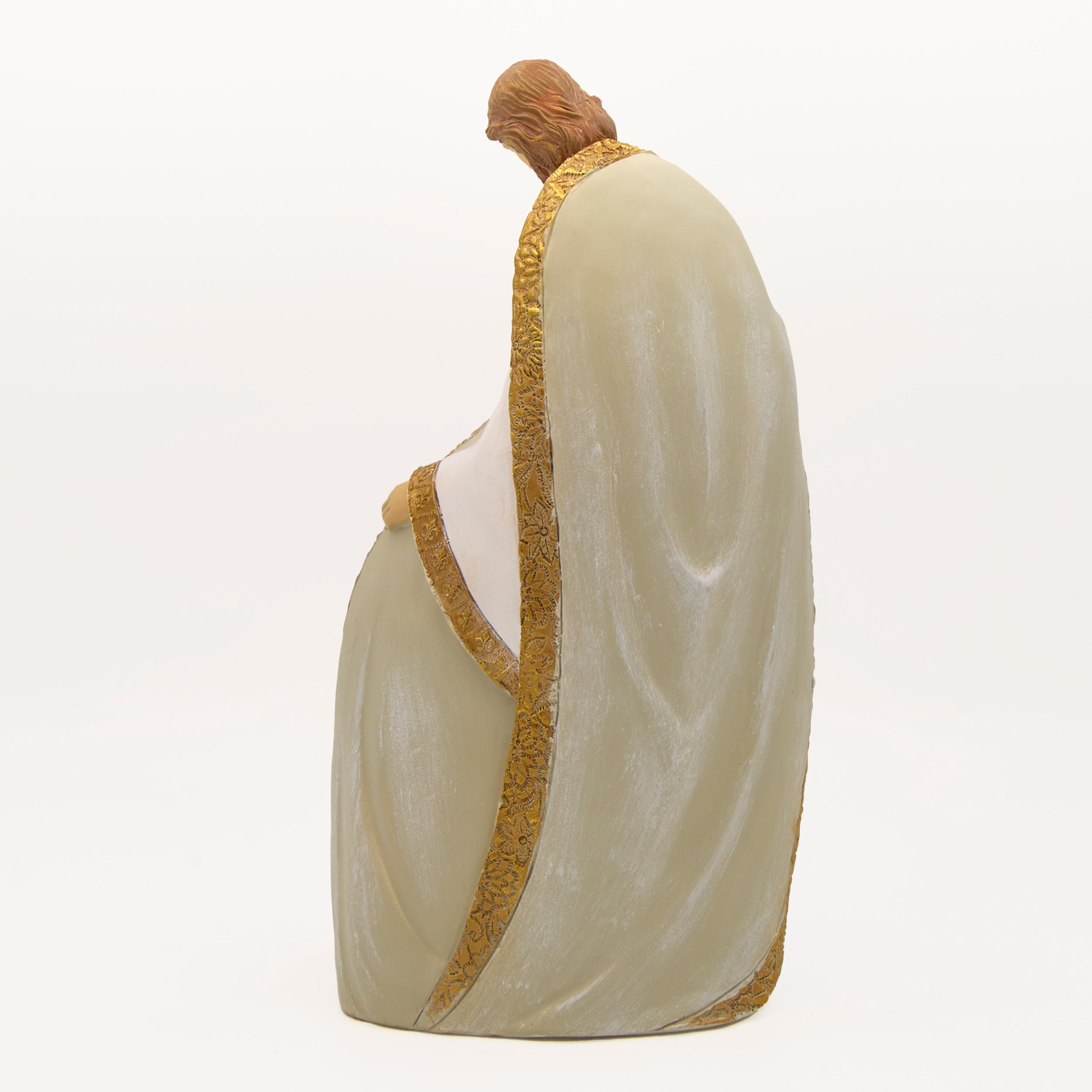 Holy Family Figurine in White with Embossed Gold Robes