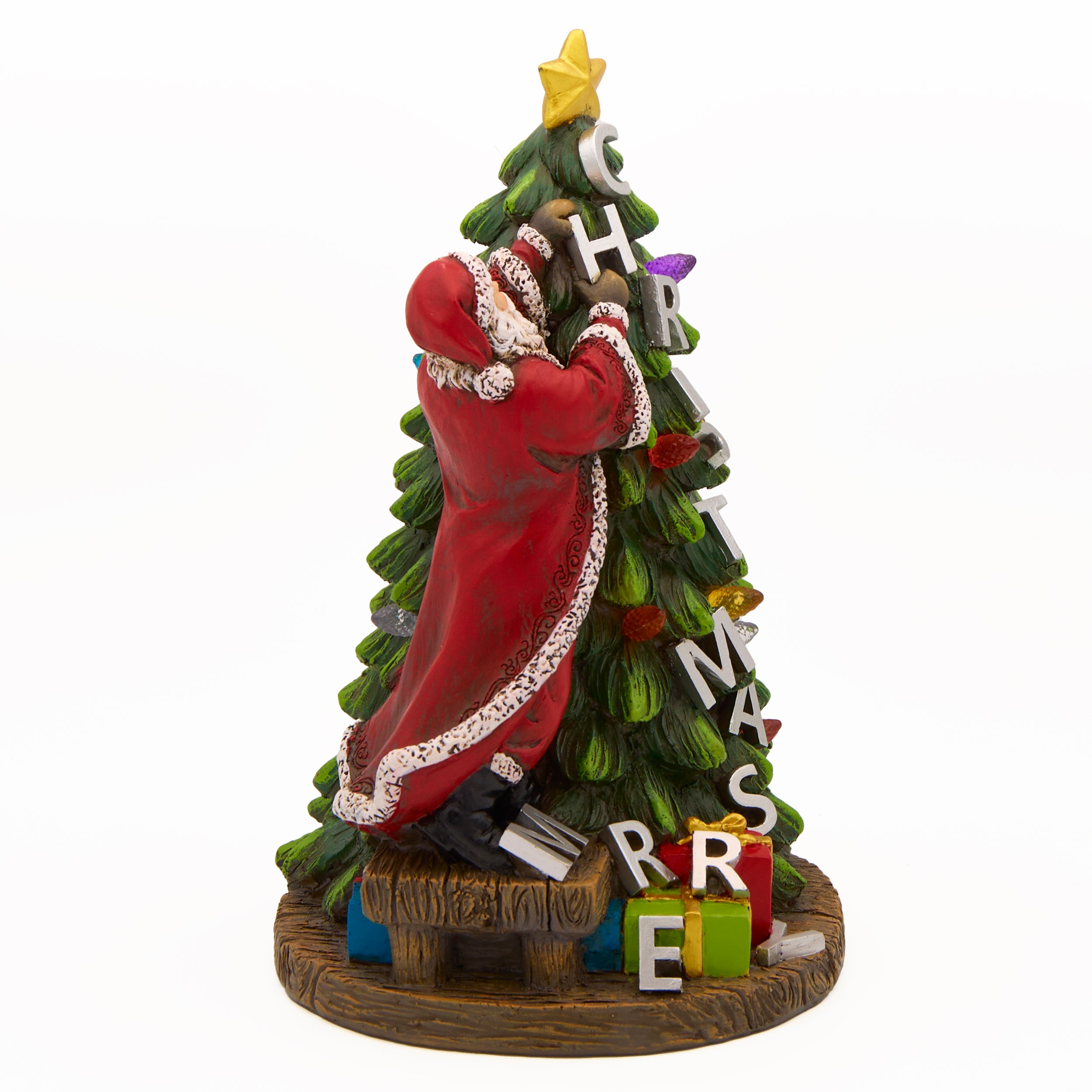 Lighted Santa Decorating Christmas Tree