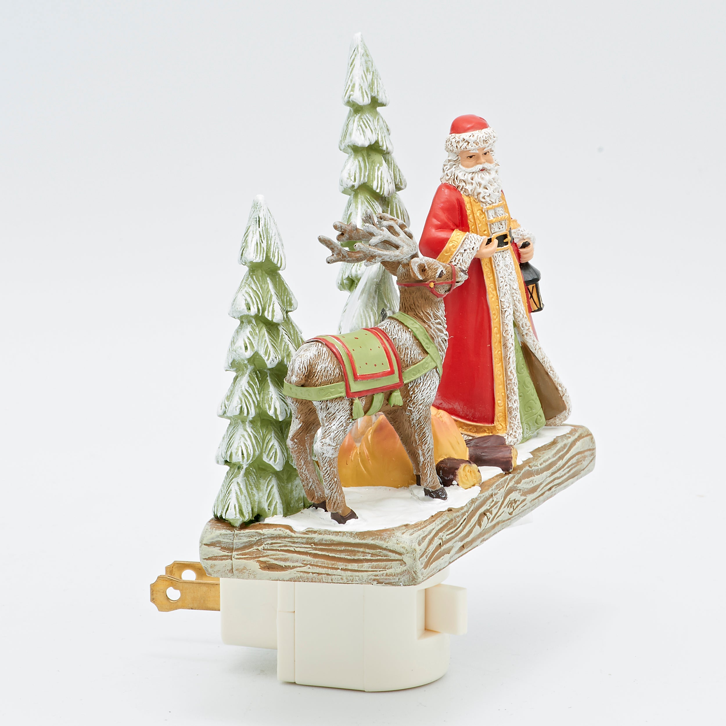 Roman Lights Santa & Reindeer Flickering Flame Night-Light