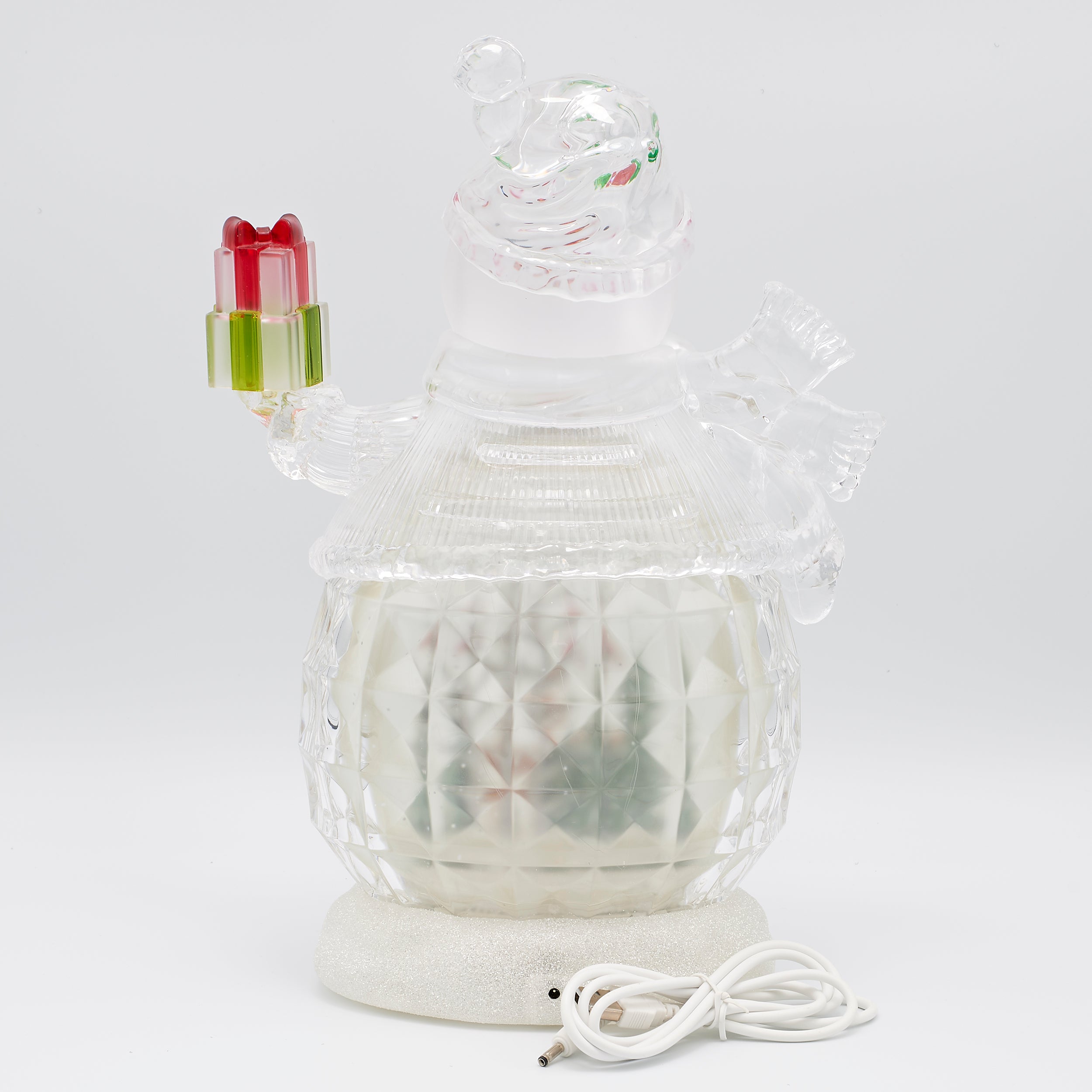 Confetti Lites Lighted Swirl Snowman with Deer & Cardinal Scene