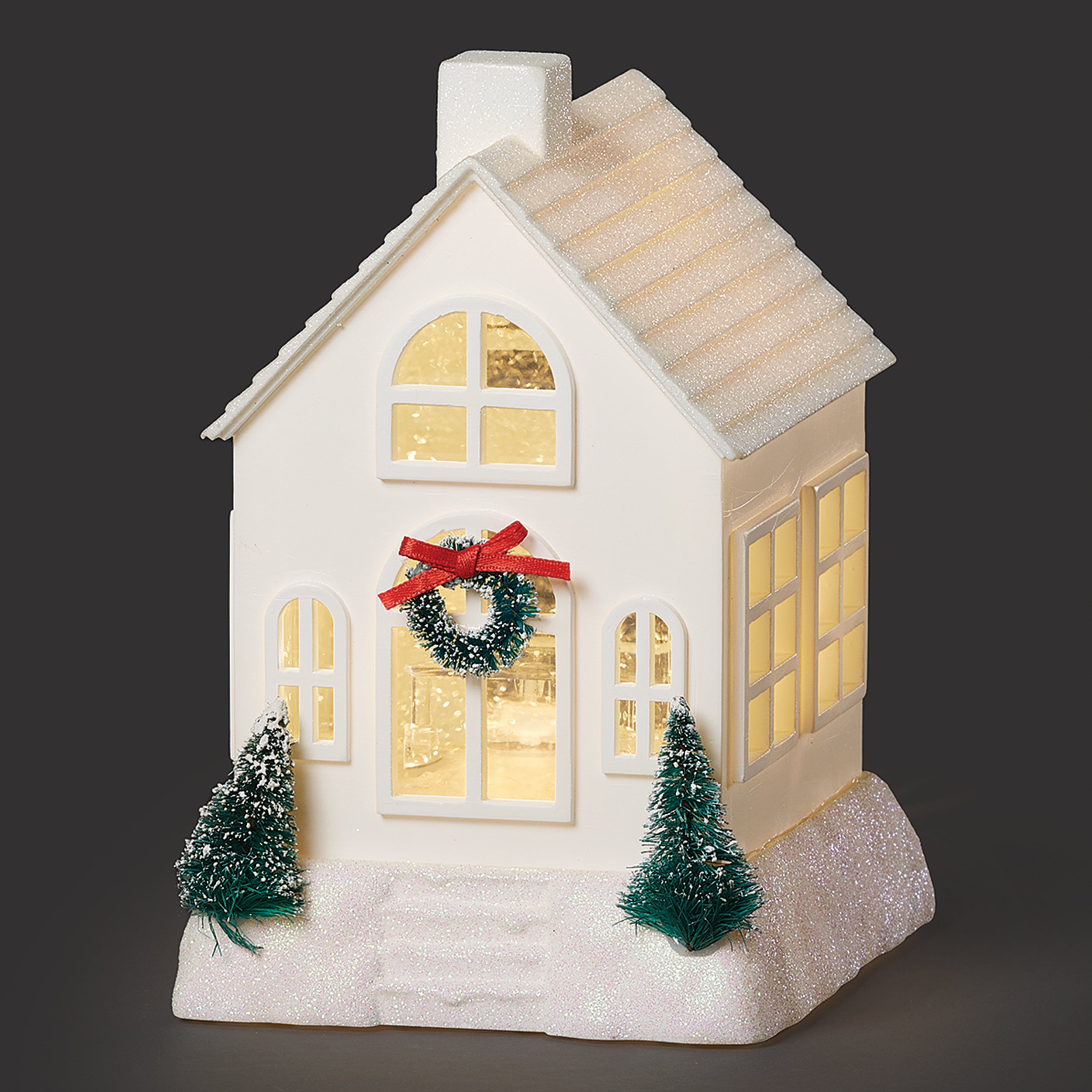 Confetti Lites Lighted Swirl White House with Trees & Wreath