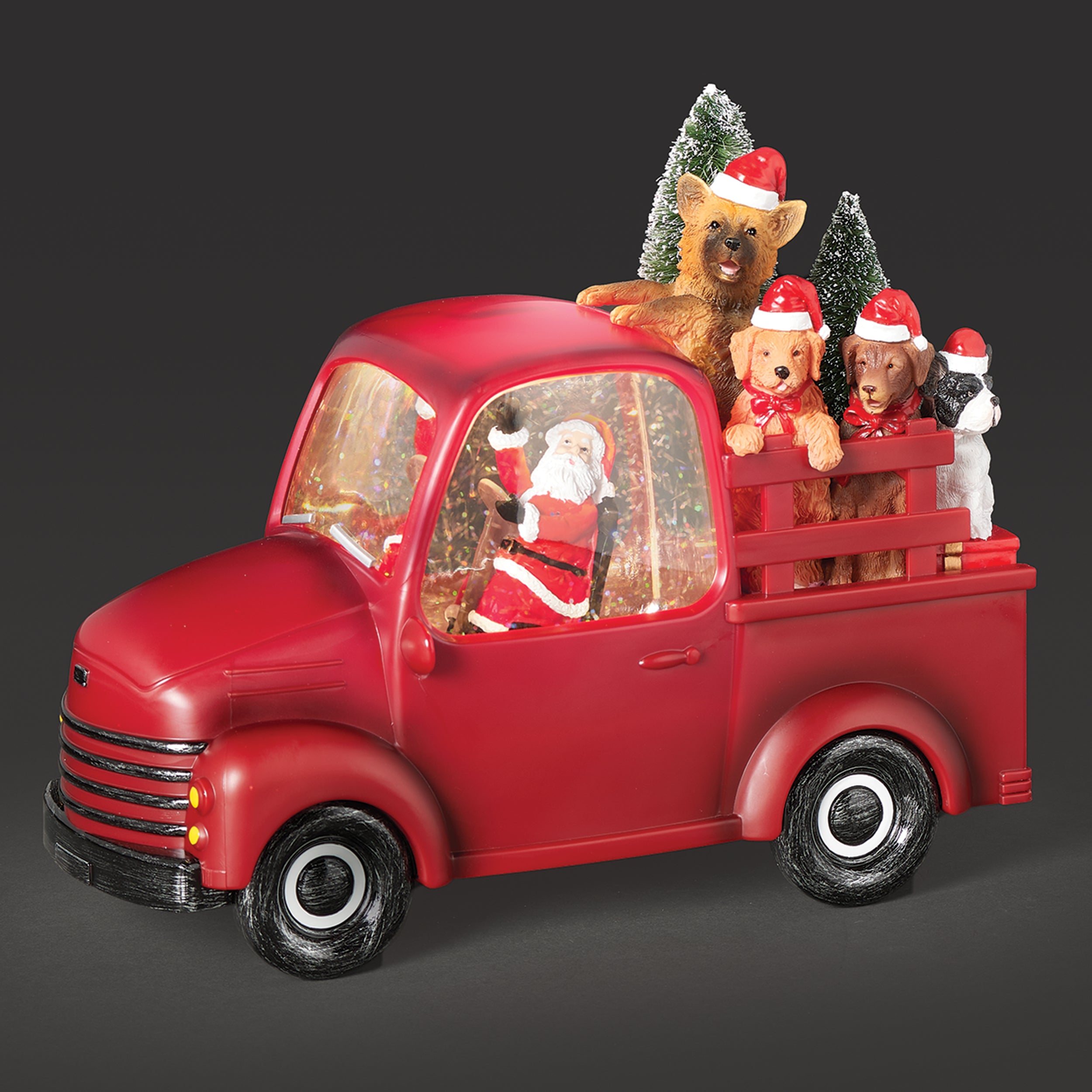 Confetti Lites Lighted Swirl Vintage Truck with Santa & Festive Pups