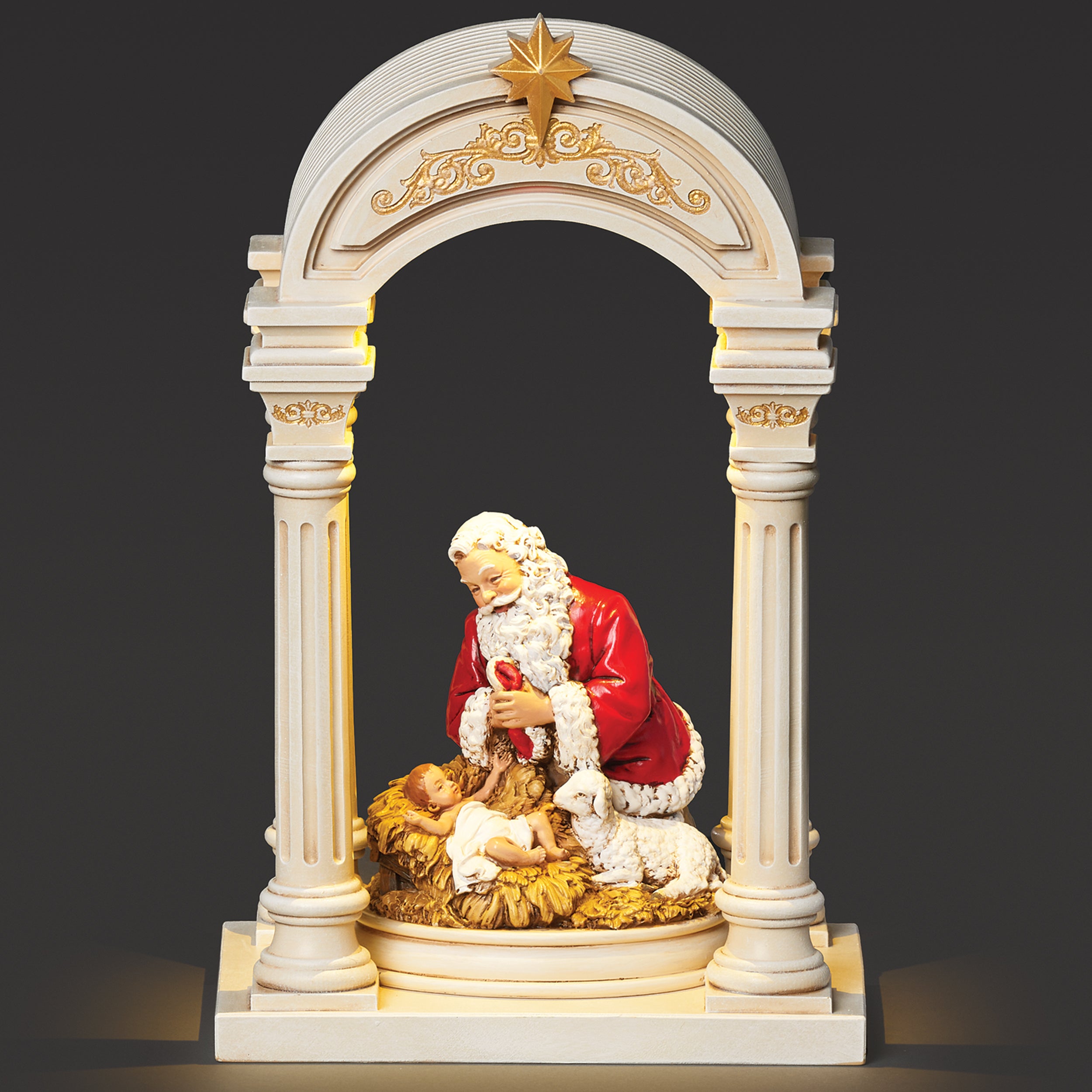 Joseph's Studio Kneeling Santa Lighted Arch