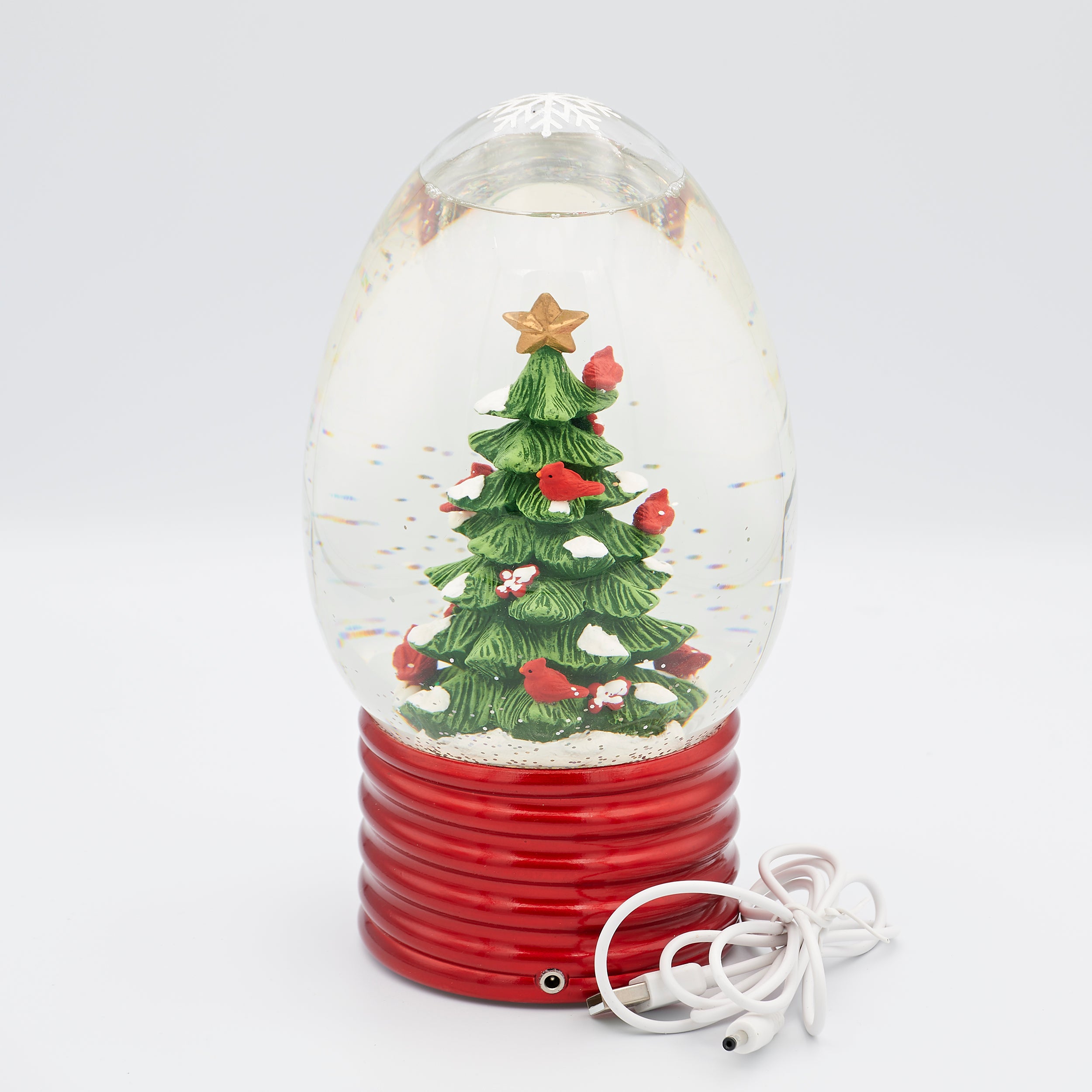 Confetti Lites Lighted Swirl Bulb with Snowy Tree & Cardinals Scene
