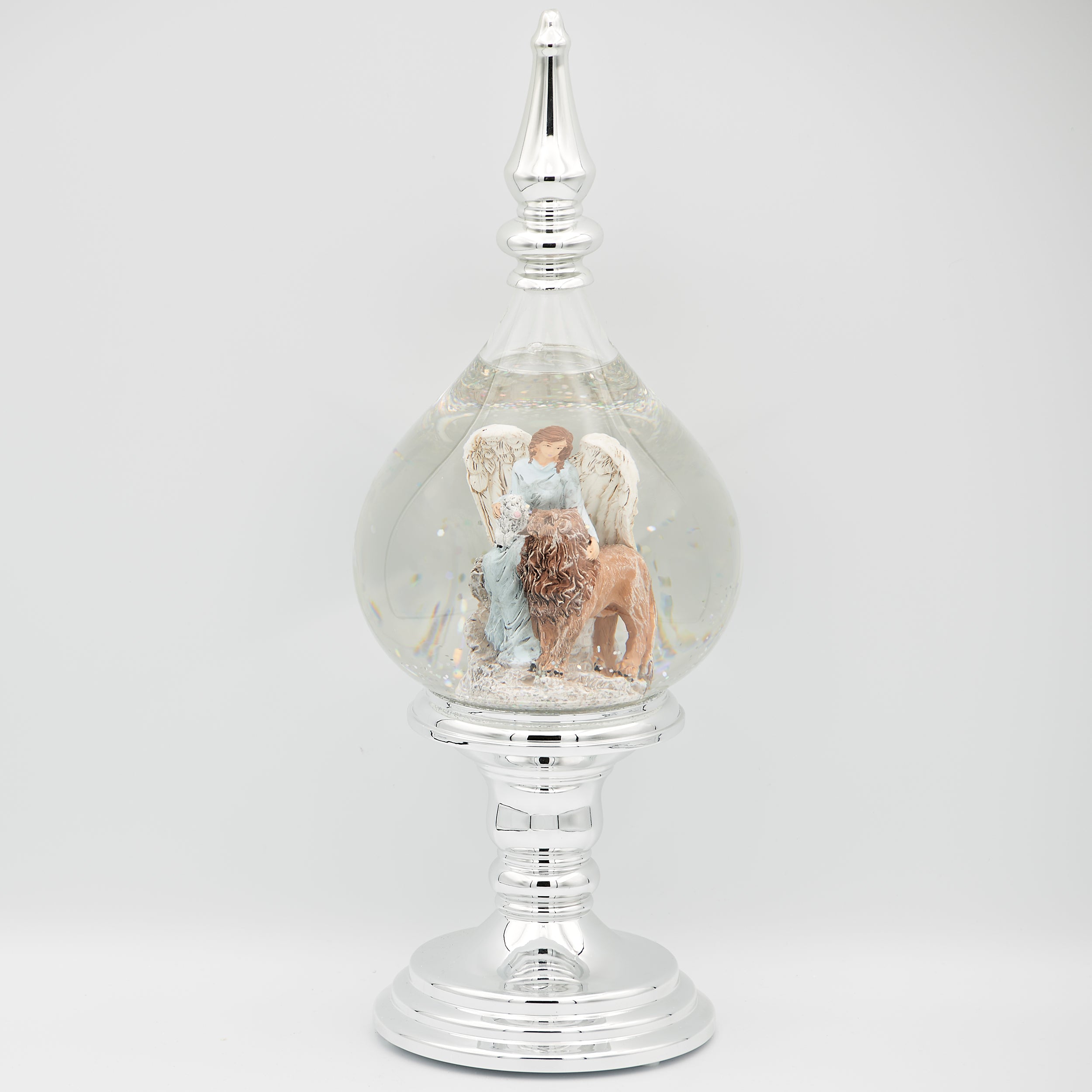 Confetti Lites Lighted Swirl Angel Finial with Lion & Lamb