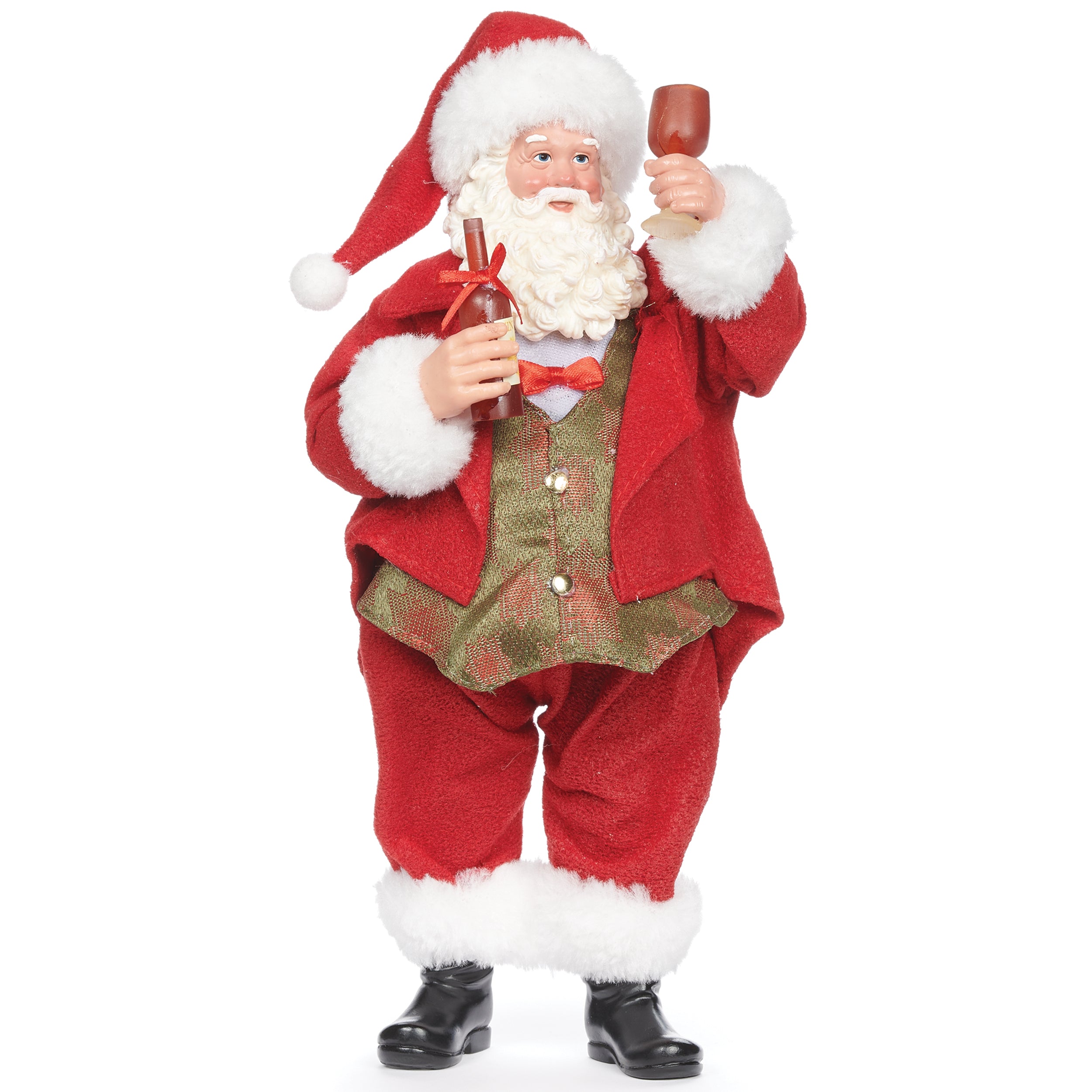 Santa with Wine Bottle & Glass Figure