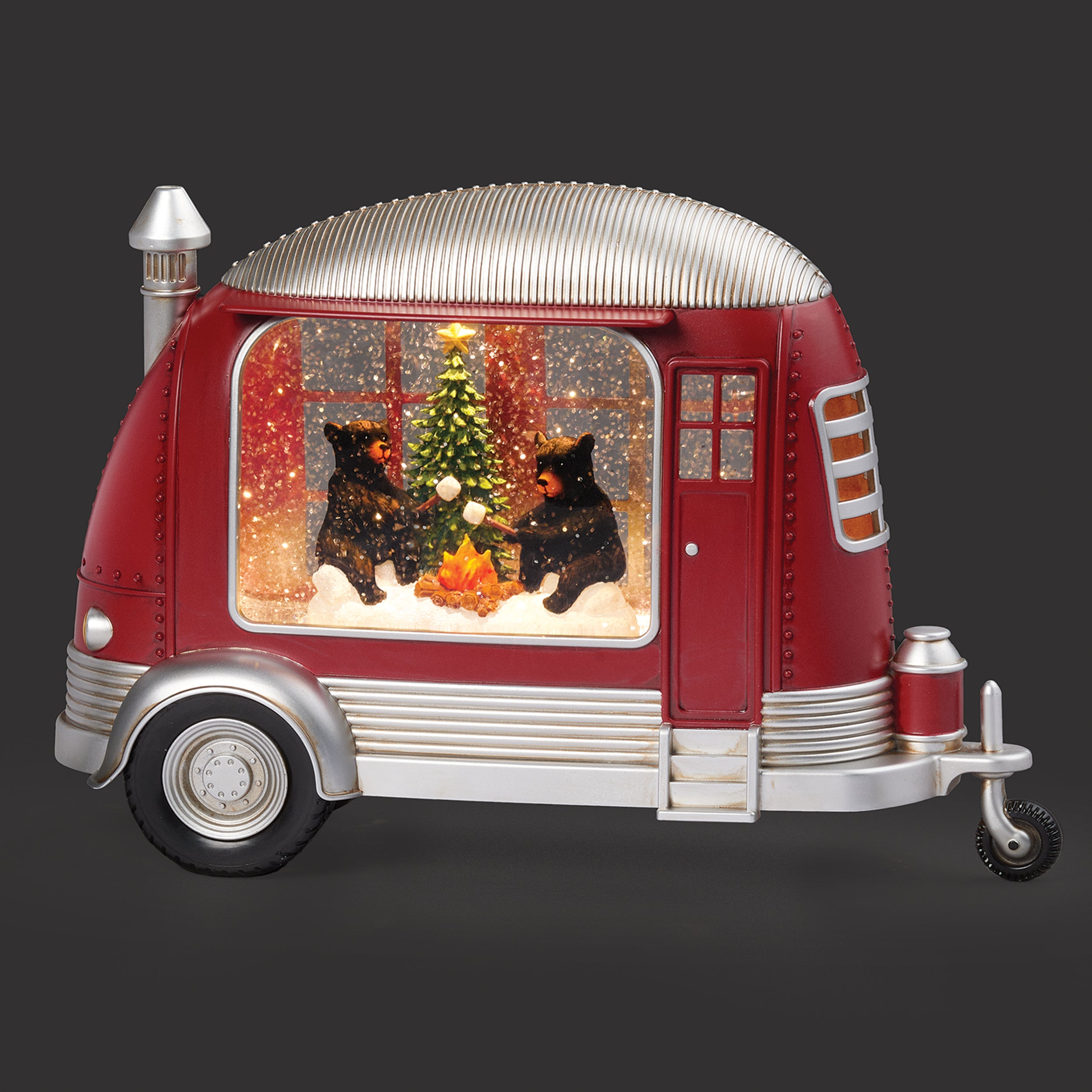 globe camper 8"H Lighted Swirl Bear Camper By Fire