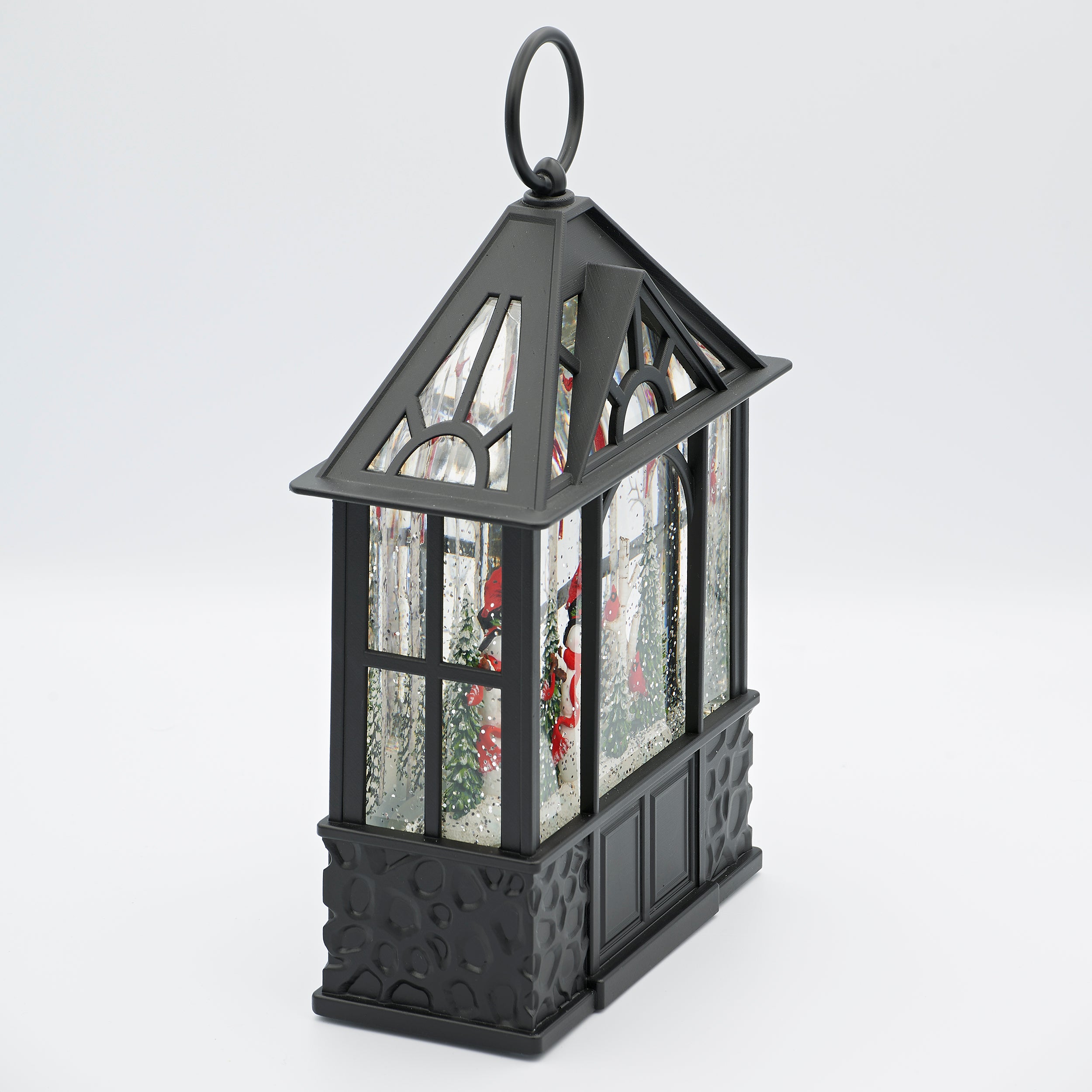 Confetti Lites Lighted Swirl Black Gazebo with Cardinals & Snowman