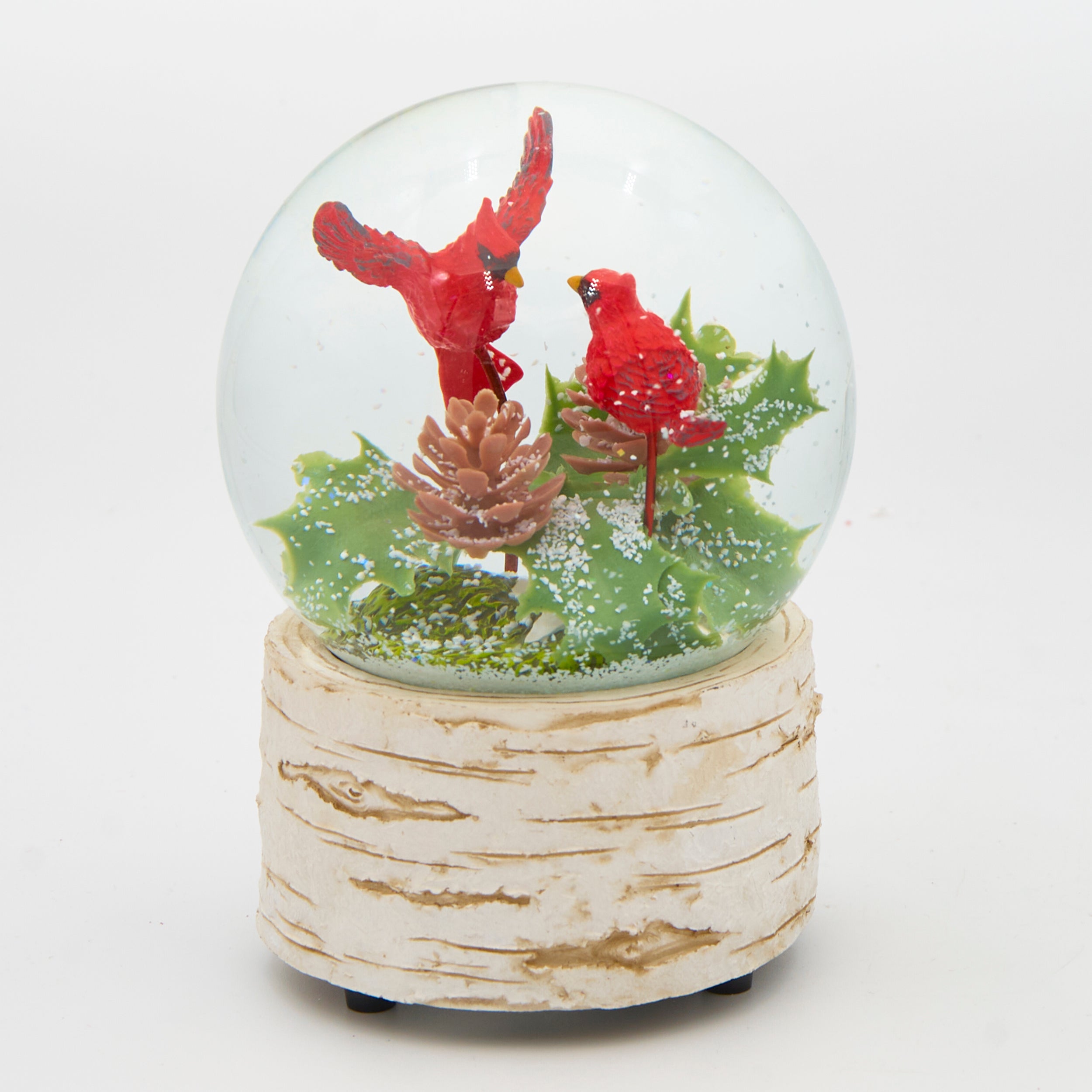 Glitterdome Musical Two Cardinals on Branch – "Let It Snow" Tune