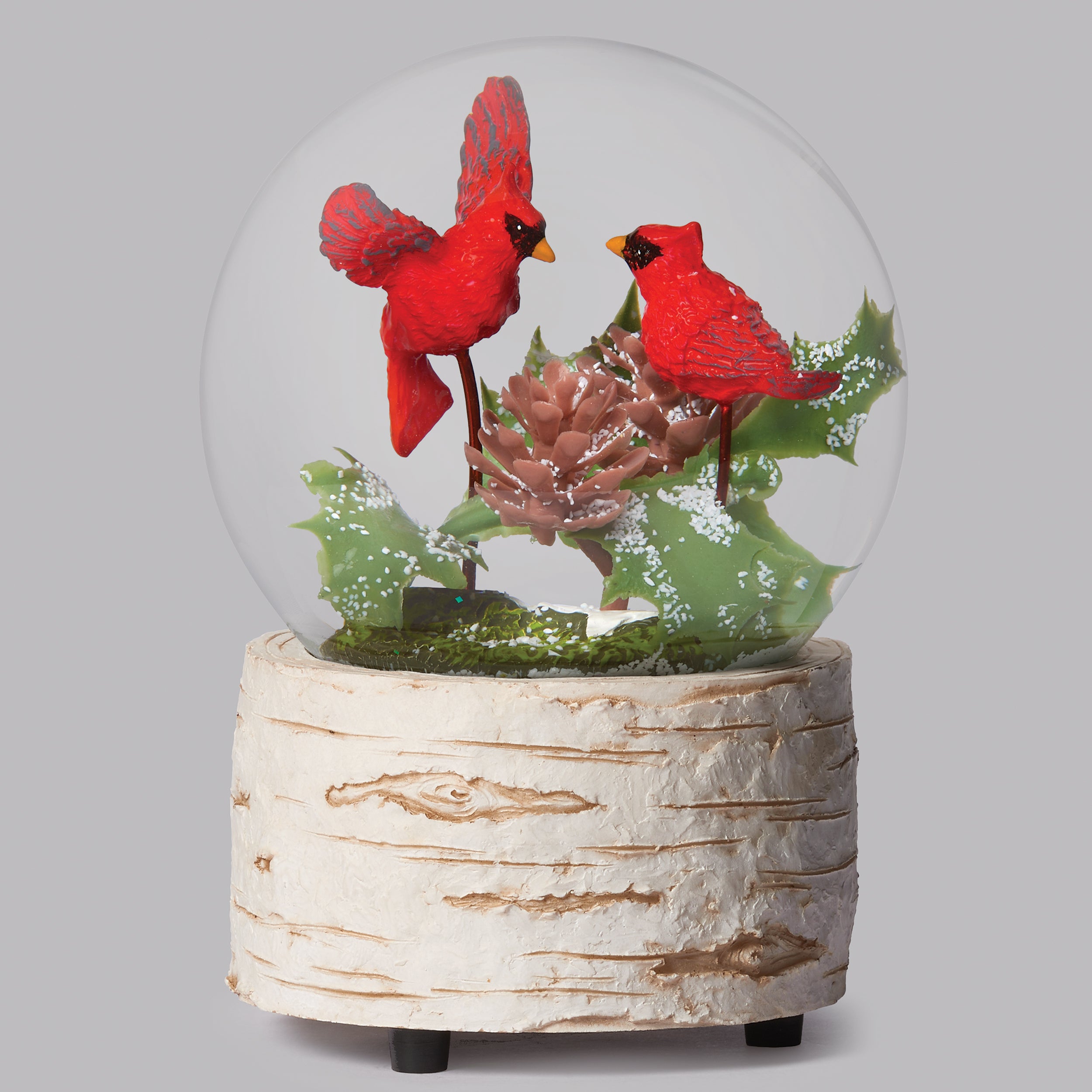 Glitterdome Musical Two Cardinals on Branch – "Let It Snow" Tune