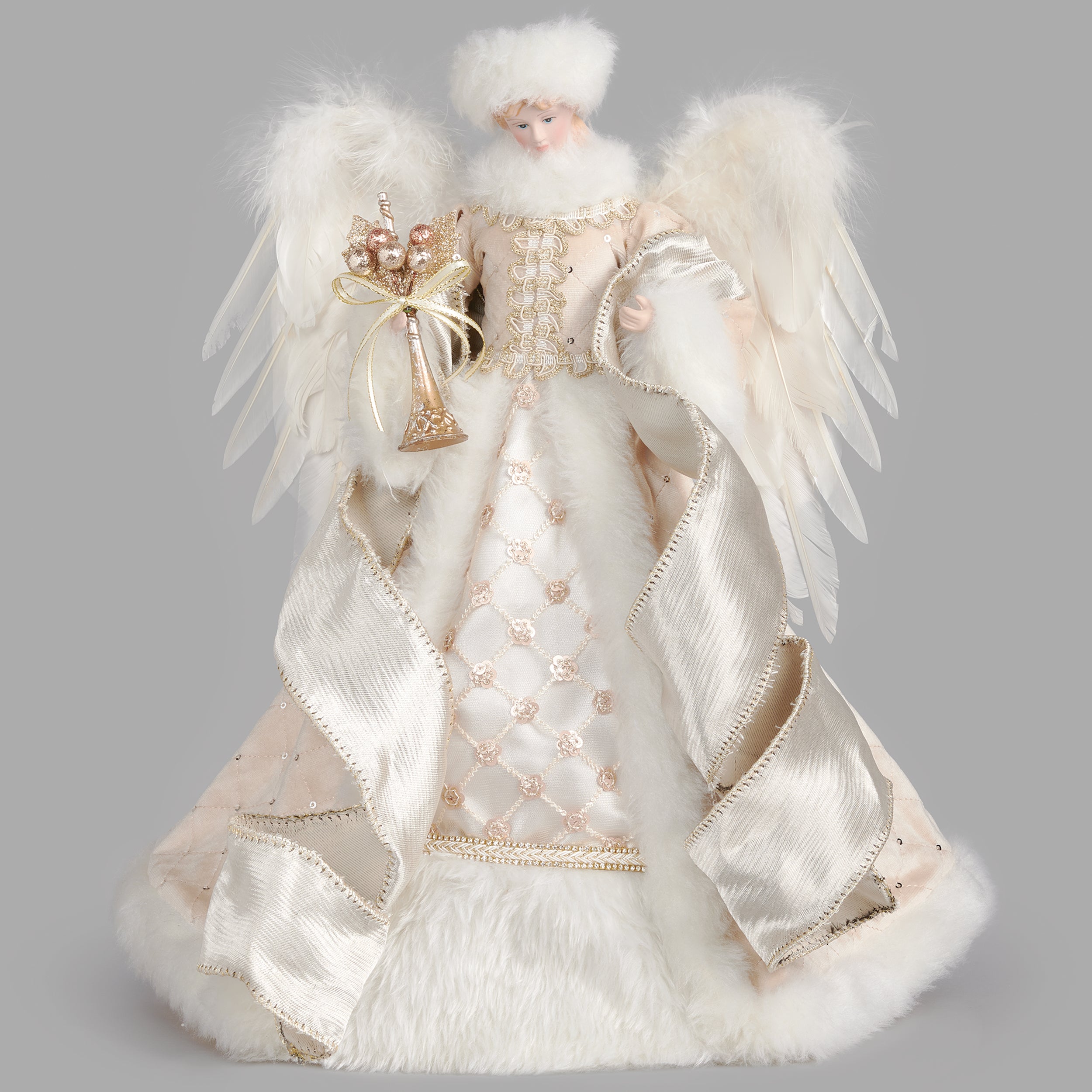 Velvet Angel Treetopper with Champagne Cloak