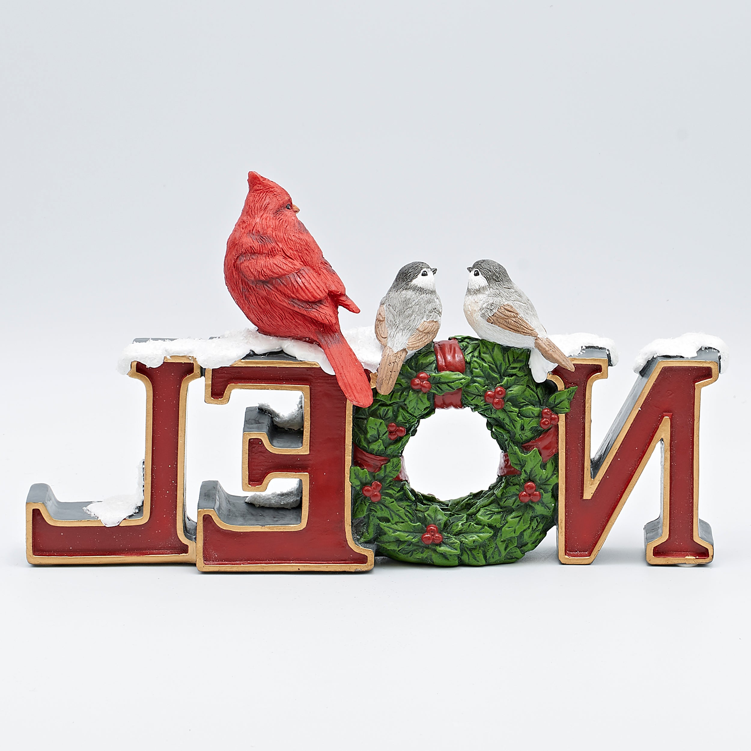 Lighted NOEL Figure with Wreath and Cardinal