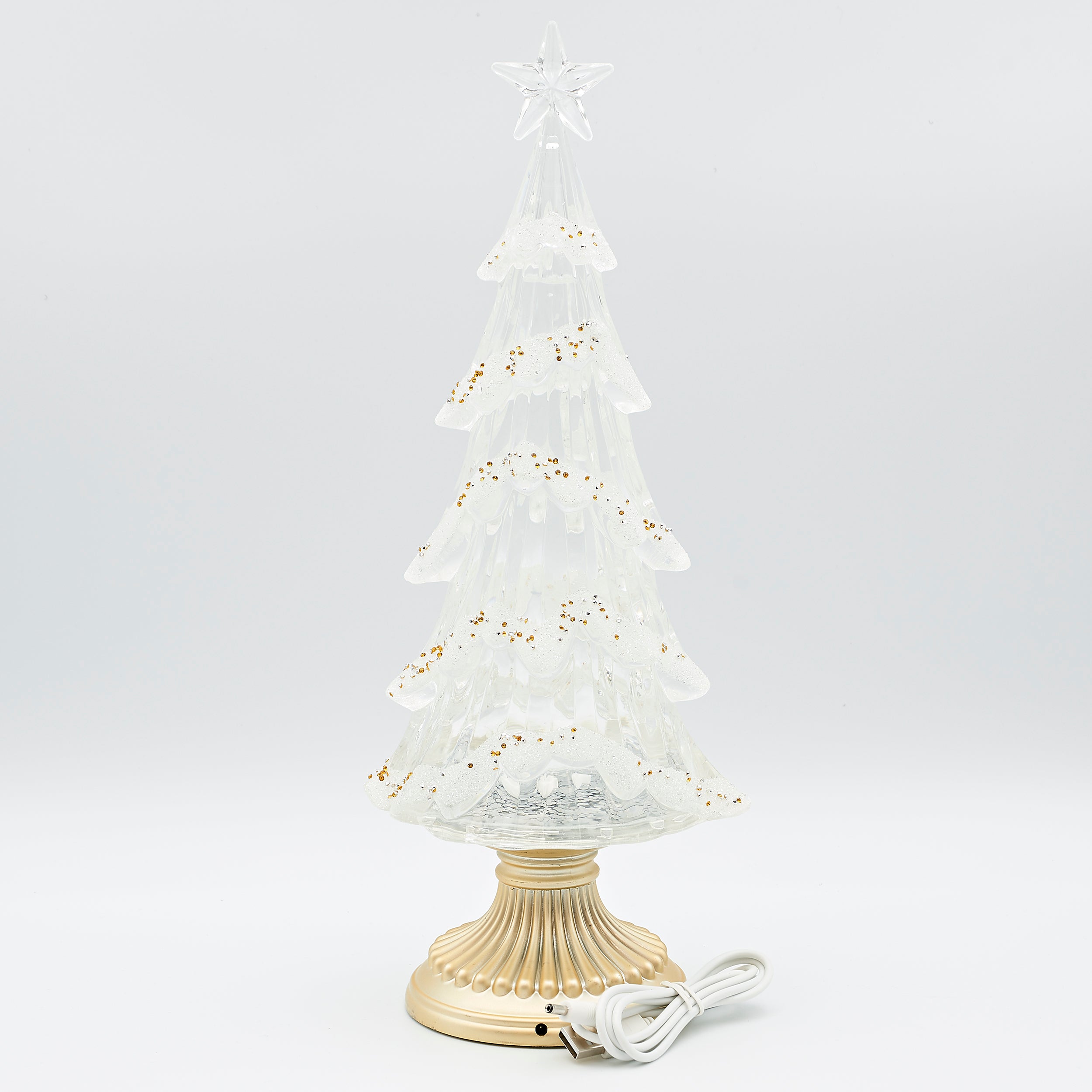 Confetti Lites Lighted Swirl Tree with Gold Crystals & Base