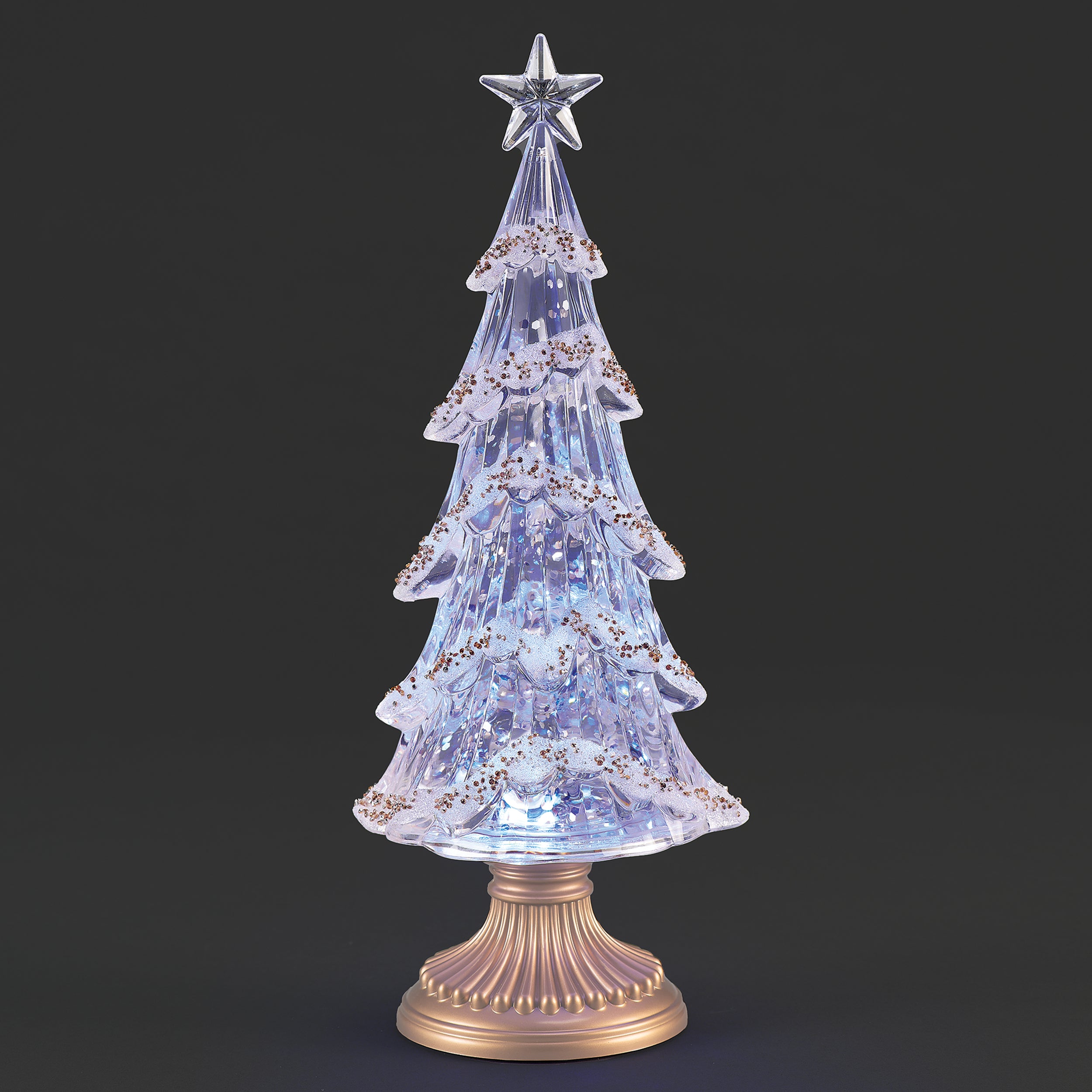 Confetti Lites Lighted Swirl Tree with Gold Crystals & Base