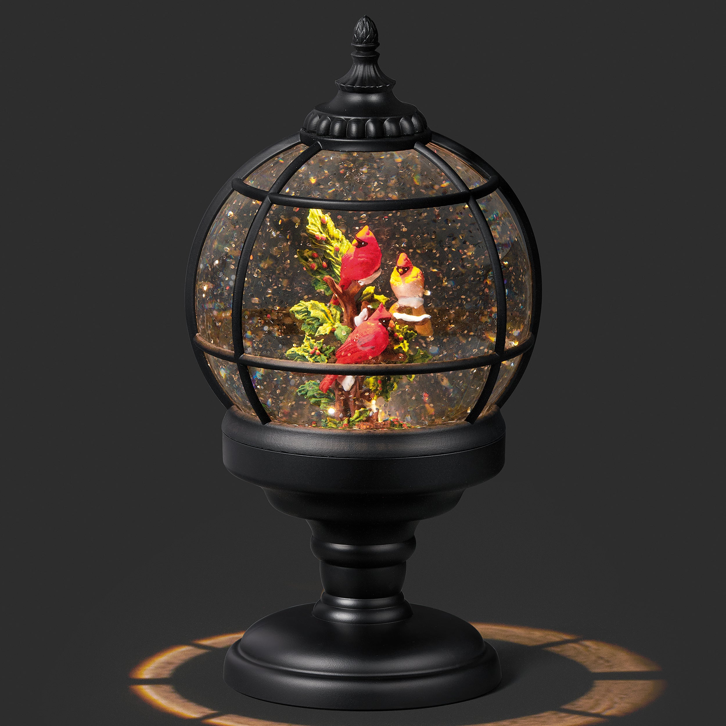 Confetti Lites Lighted Swirl Sphere with Cardinals on a Branch