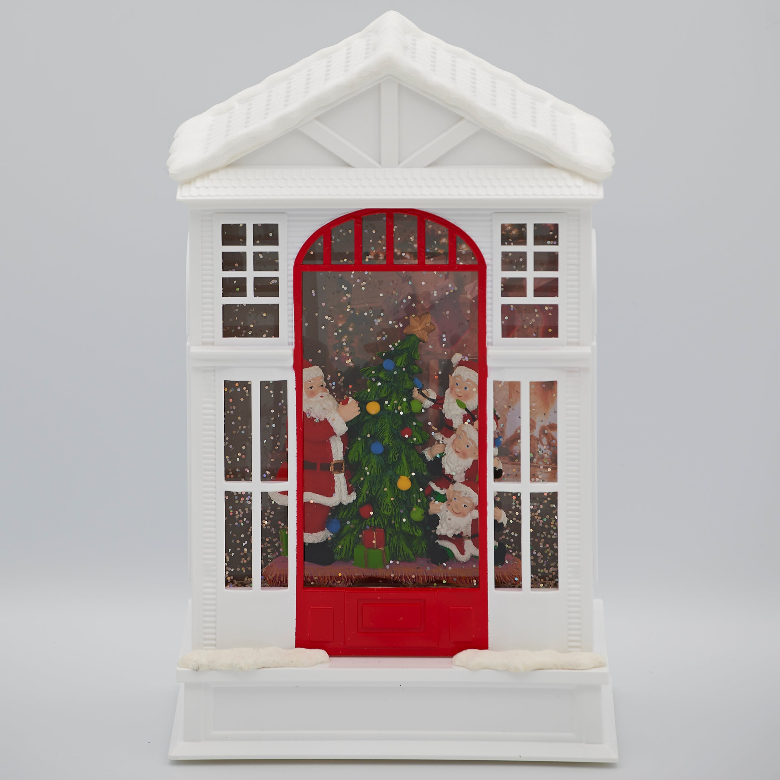 Confetti Lites Lighted Swirl Two-Story House with Santa & Elves