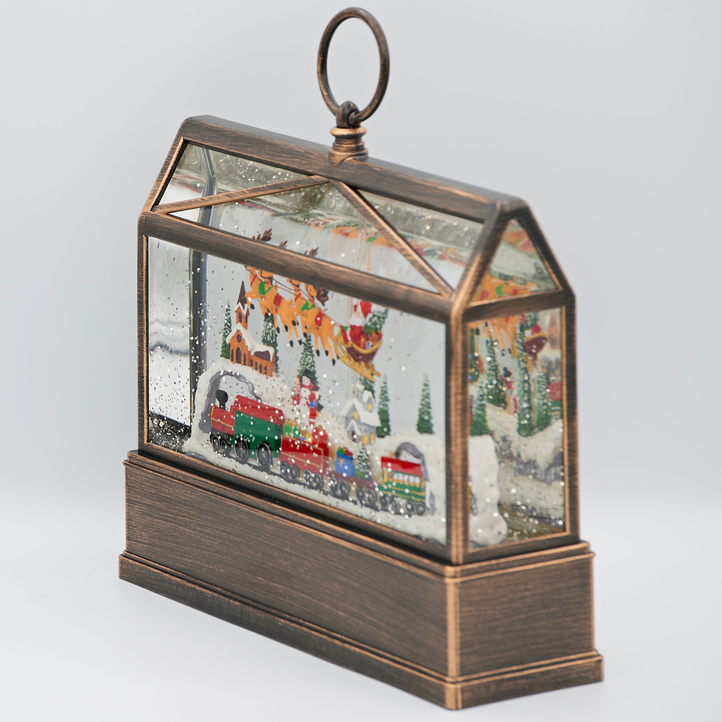 Confetti Lites Lighted Swirl Greenhouse with Santa, Train & Village