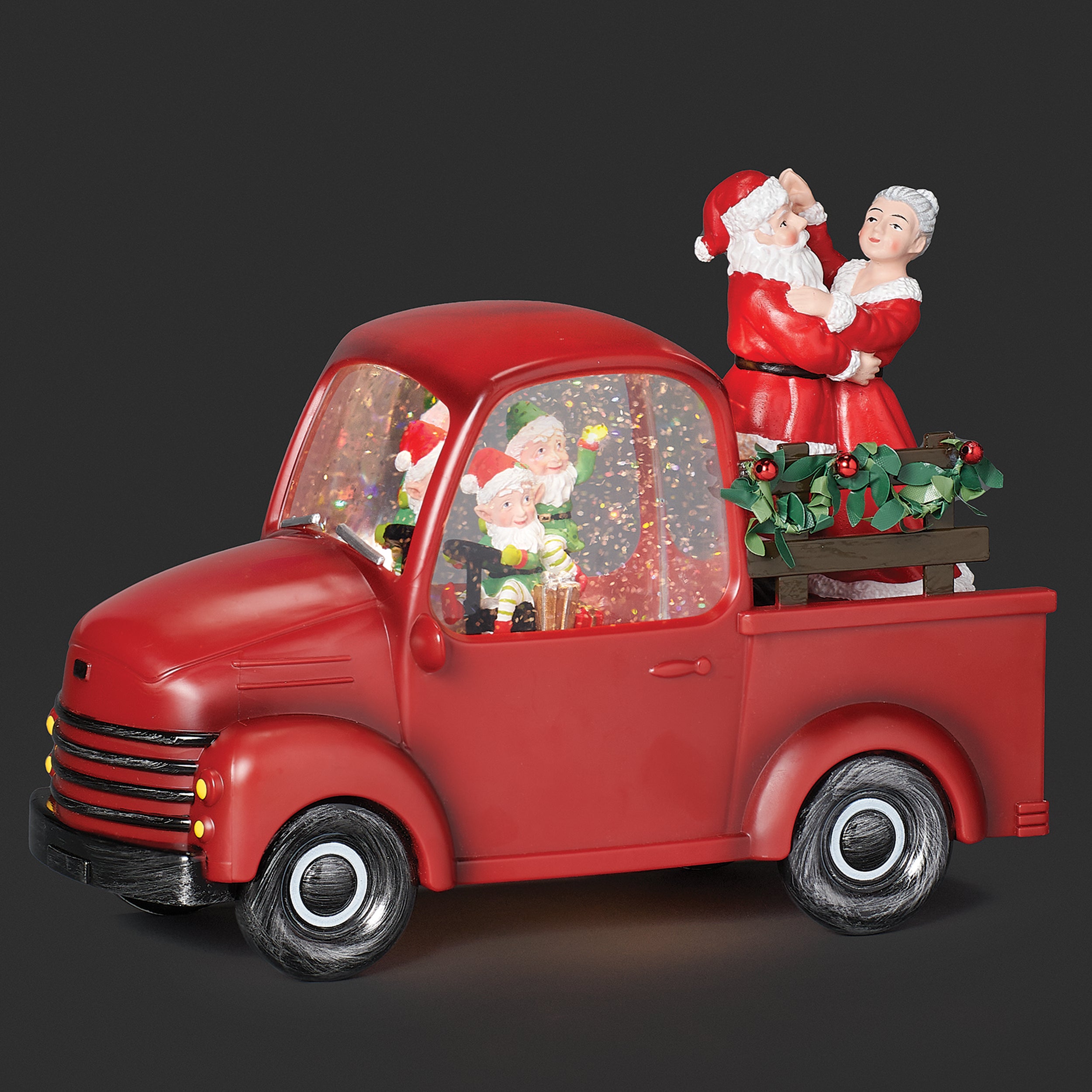 Confetti Lites Lighted Swirl Elf Truck with Dancing Santa & Mrs. Claus