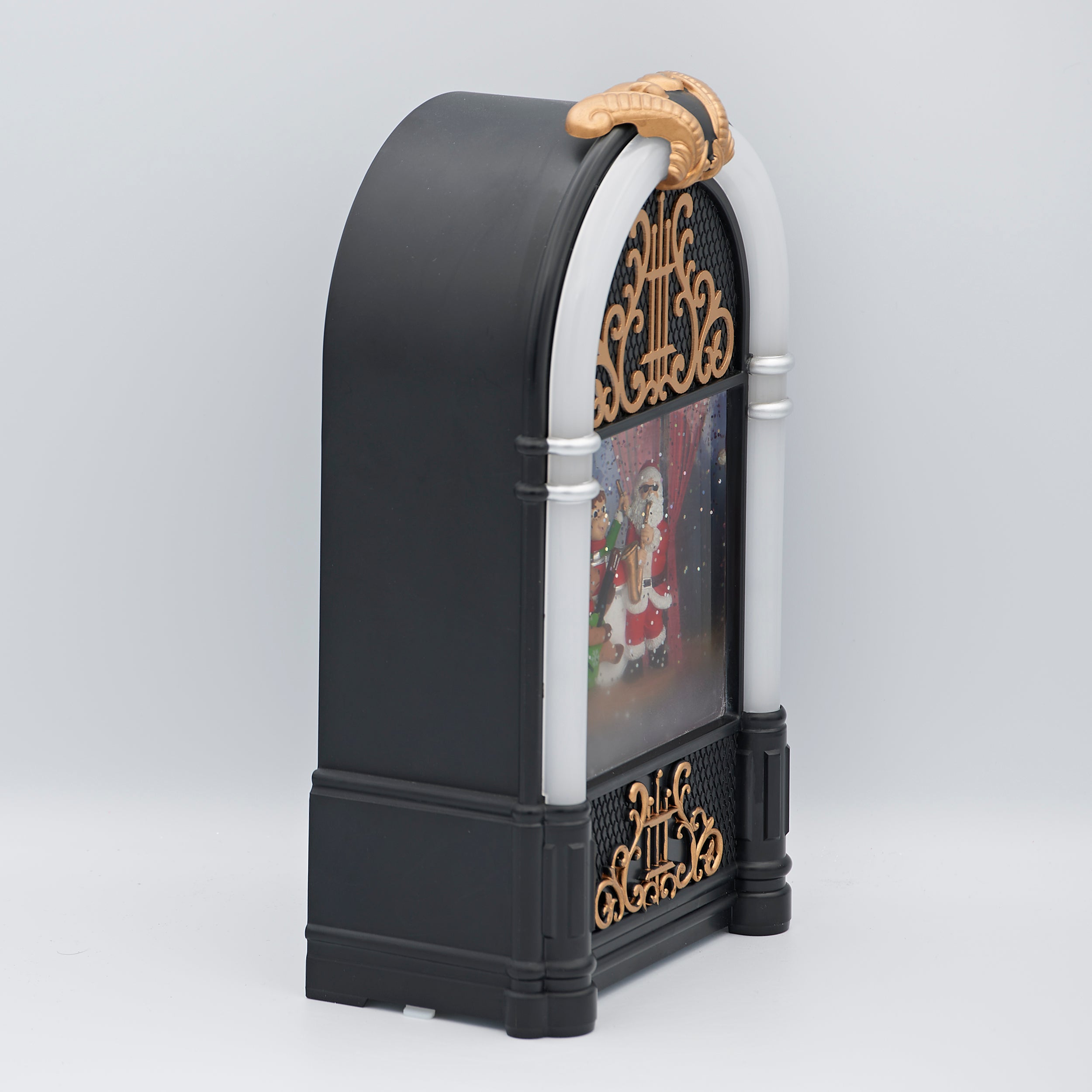 Confetti Lites Lighted Musical Swirl Jukebox with Santa, Elf & Reindeer