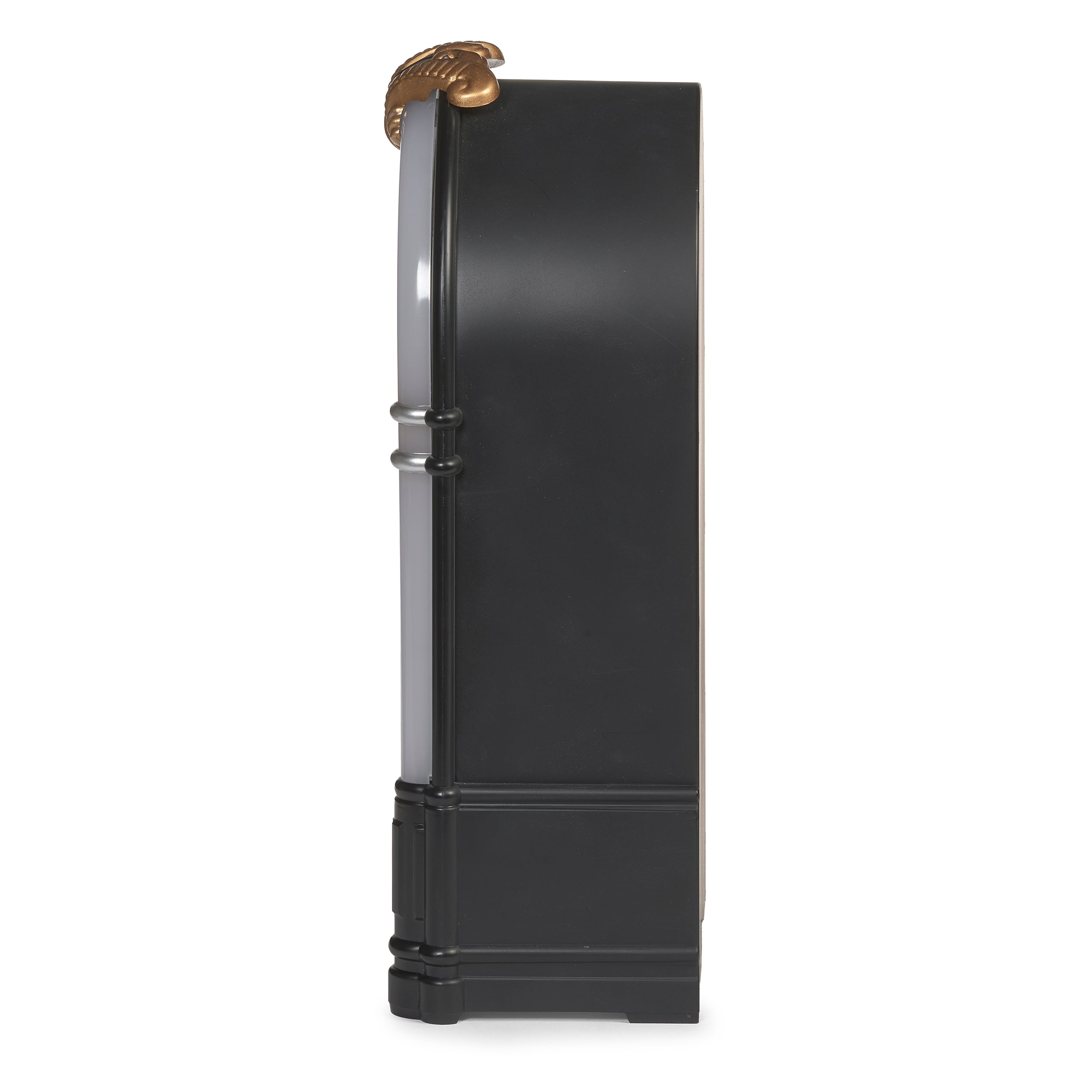 Side view of decorative item on white background