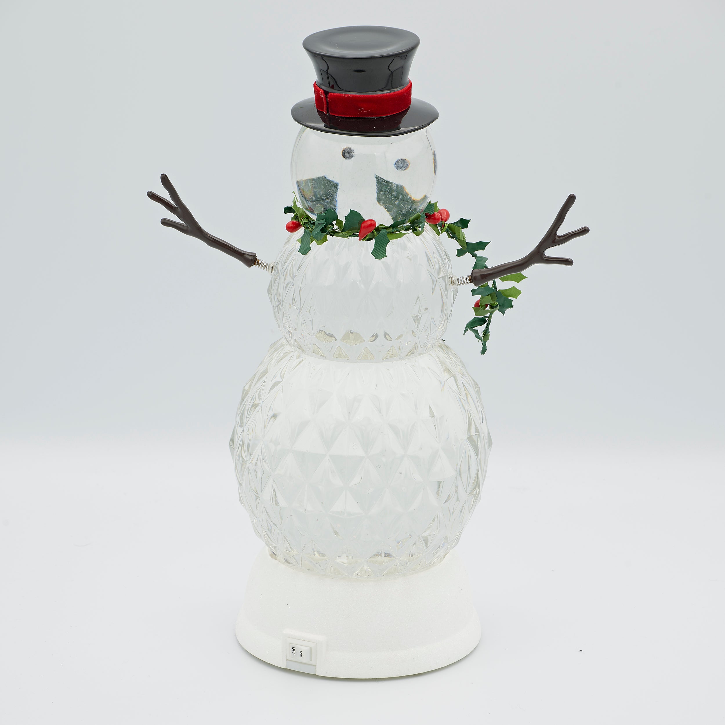 Confetti Lites Lighted Swirl Faceted Snowman with Holly Scarf