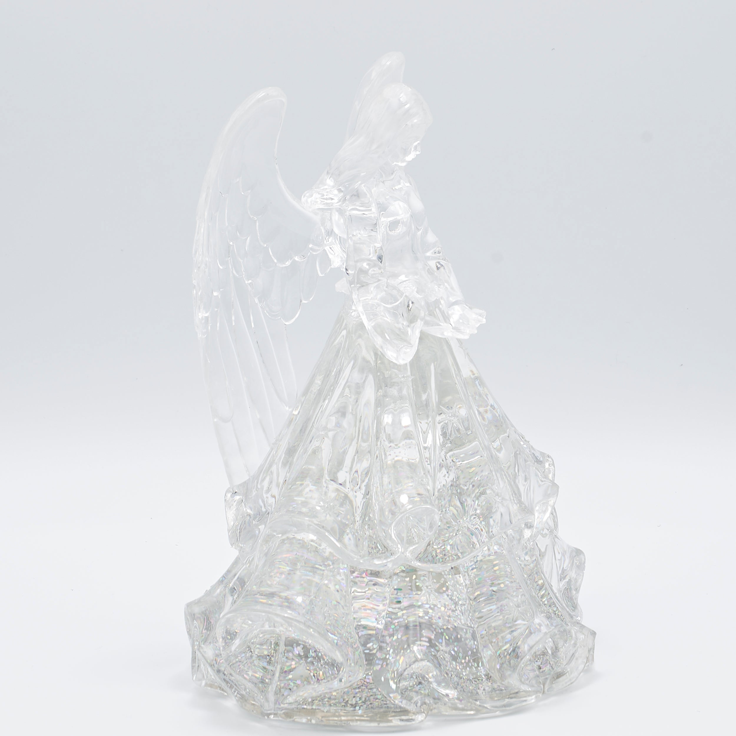 Confetti Lites Lighted Swirl Clear Angel with Full Skirt