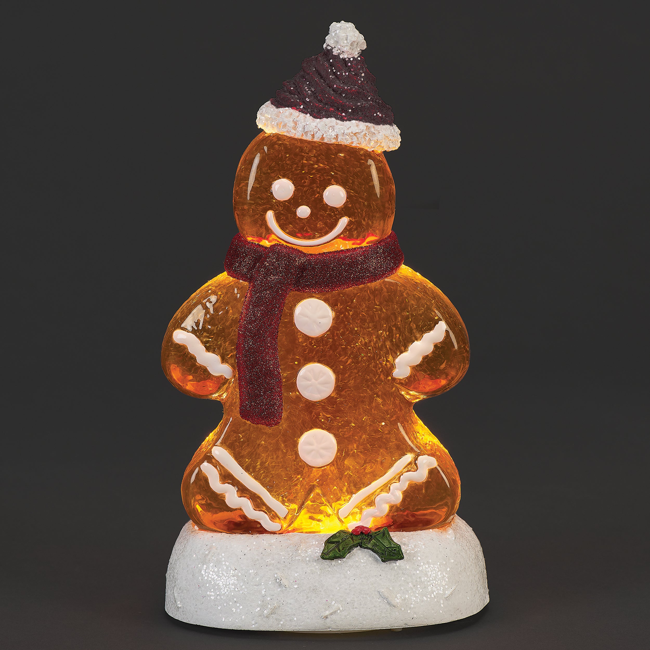 Lighted Swirl Gingerbread Man with Santa Hat