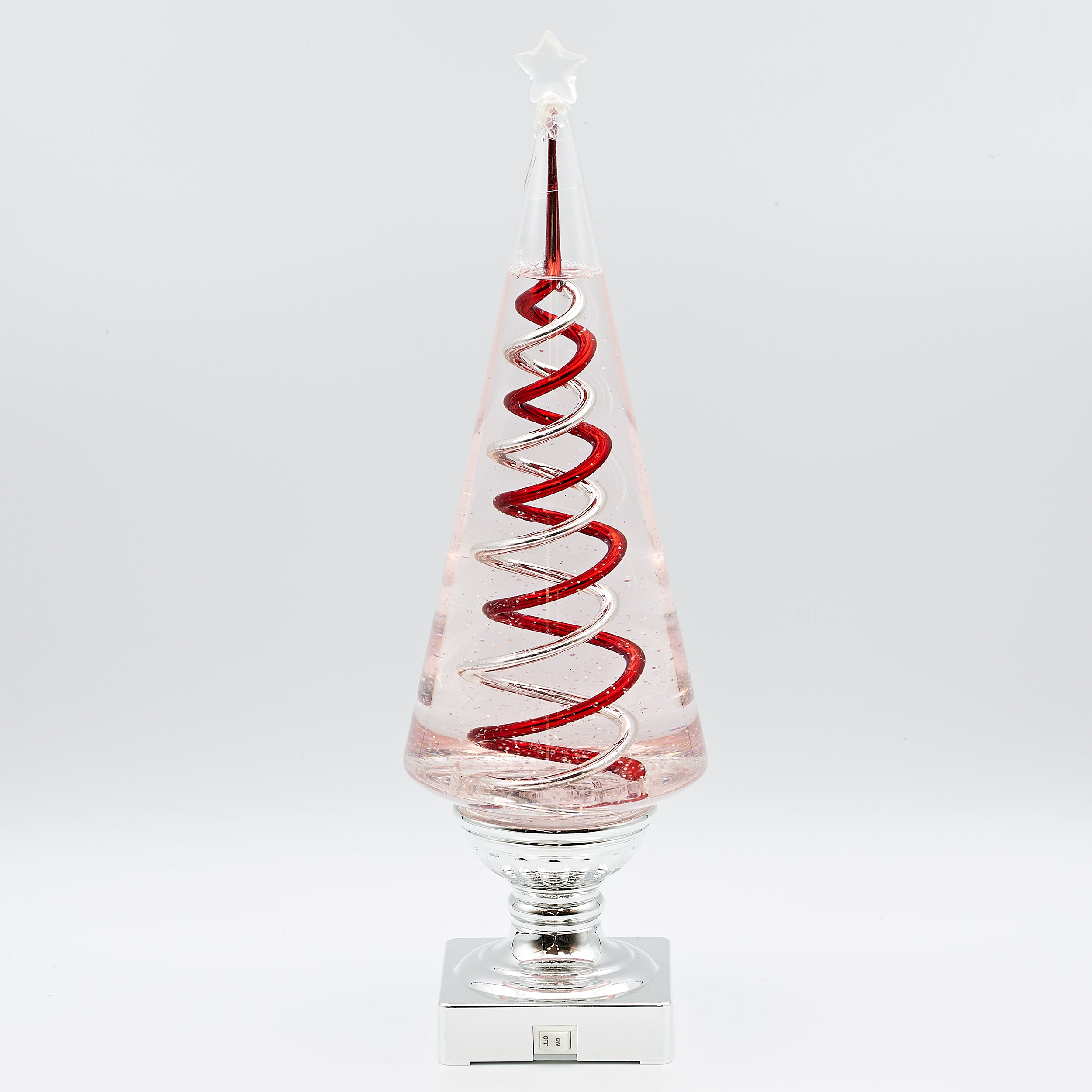 Confetti Lites Lighted Swirl Tree with Red & Silver Rotating Spirals