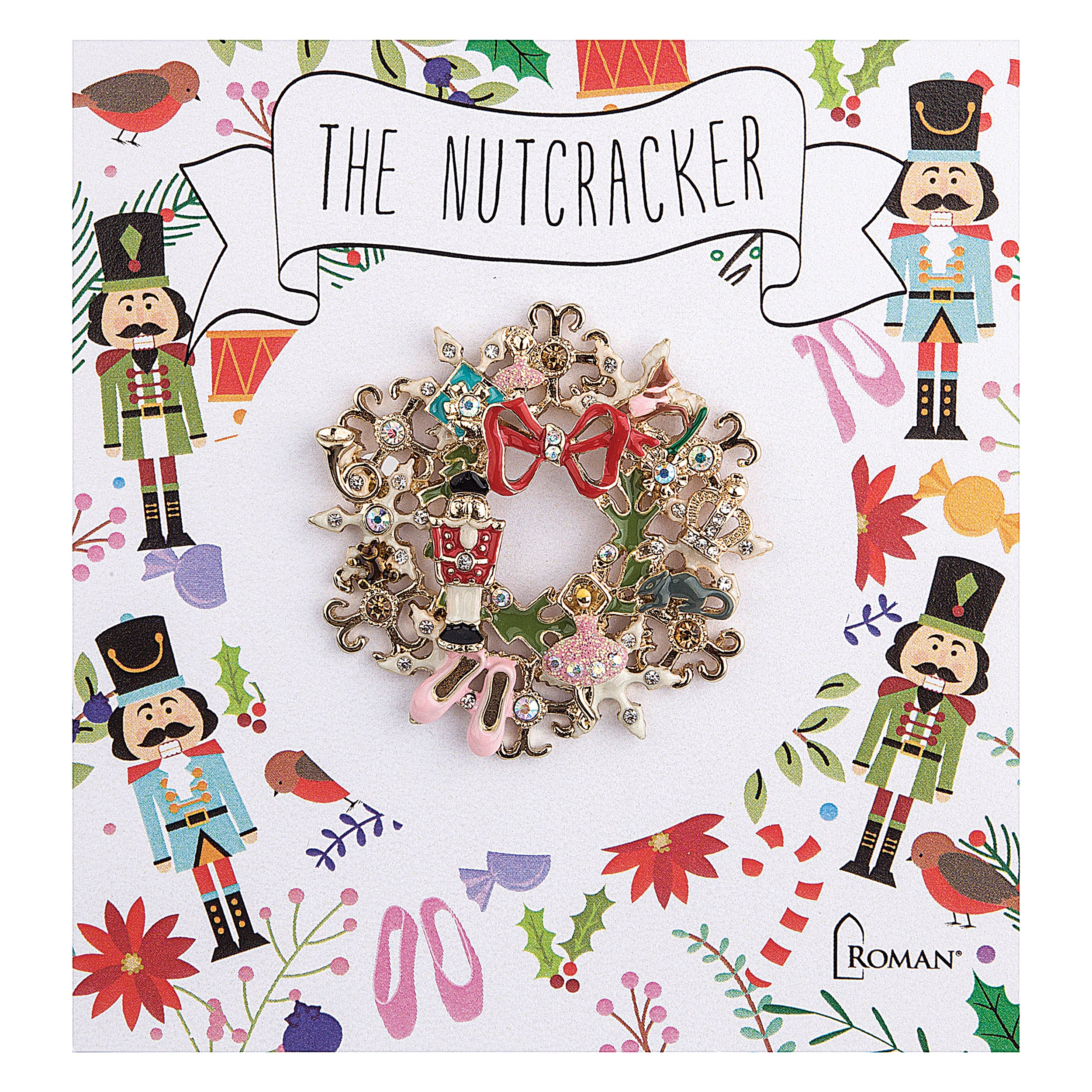 Holiday Nutcracker Wreath Pin