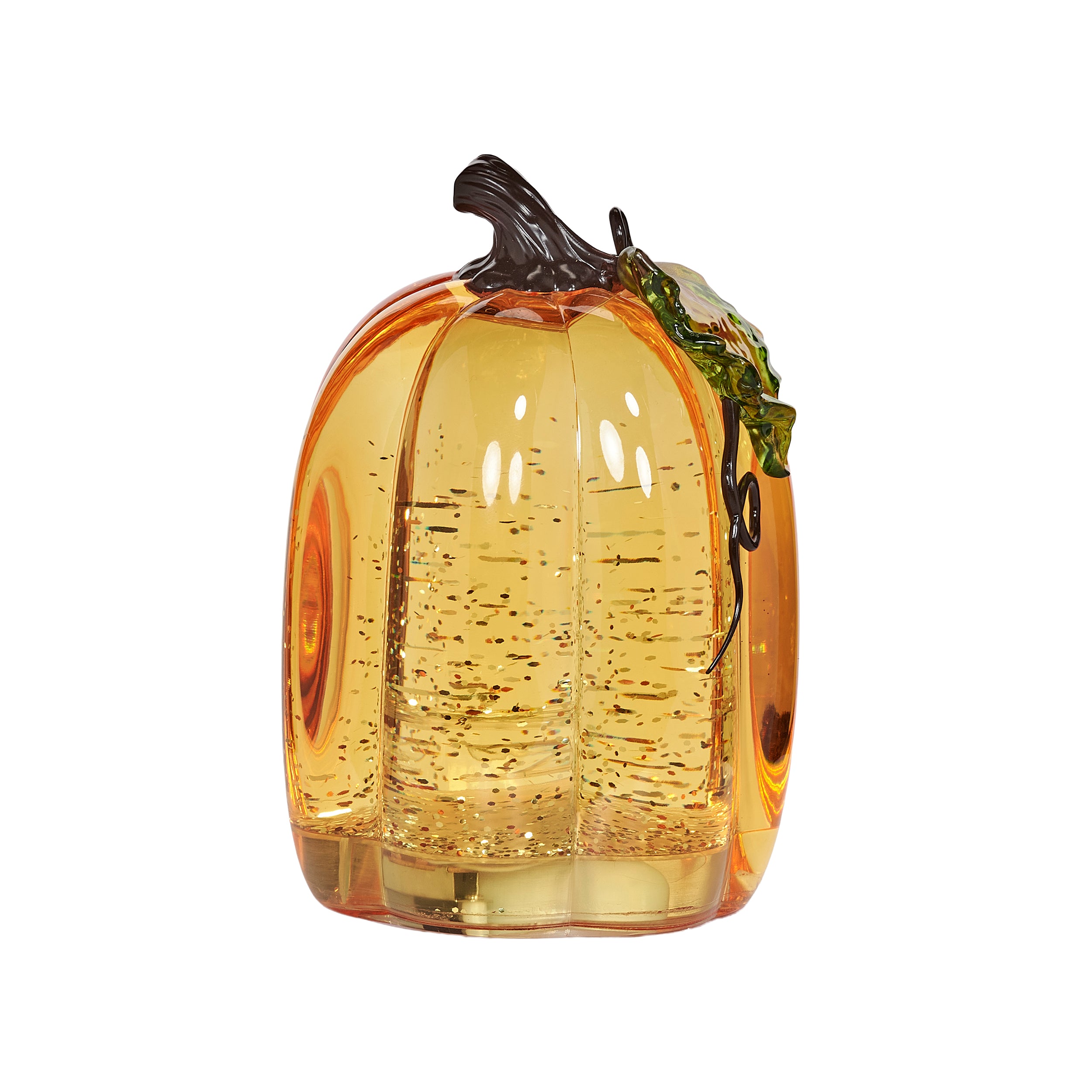 Glass pumpkin with glowing sparkling interior