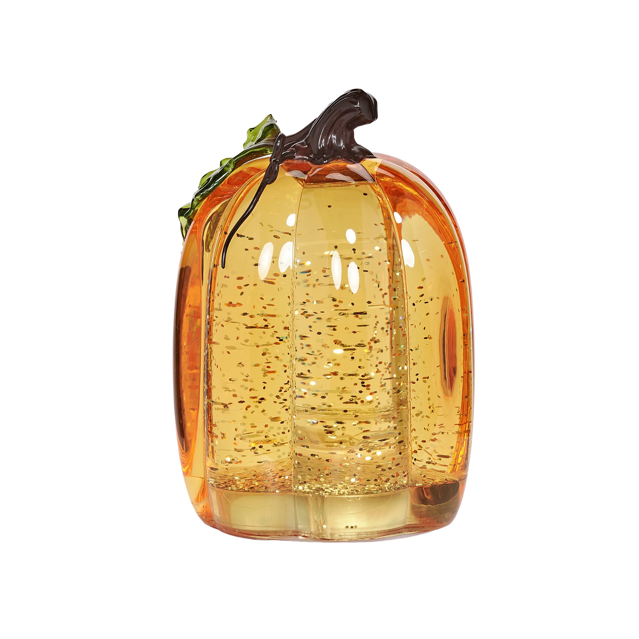Glass pumpkin with glowing sparkling interior
