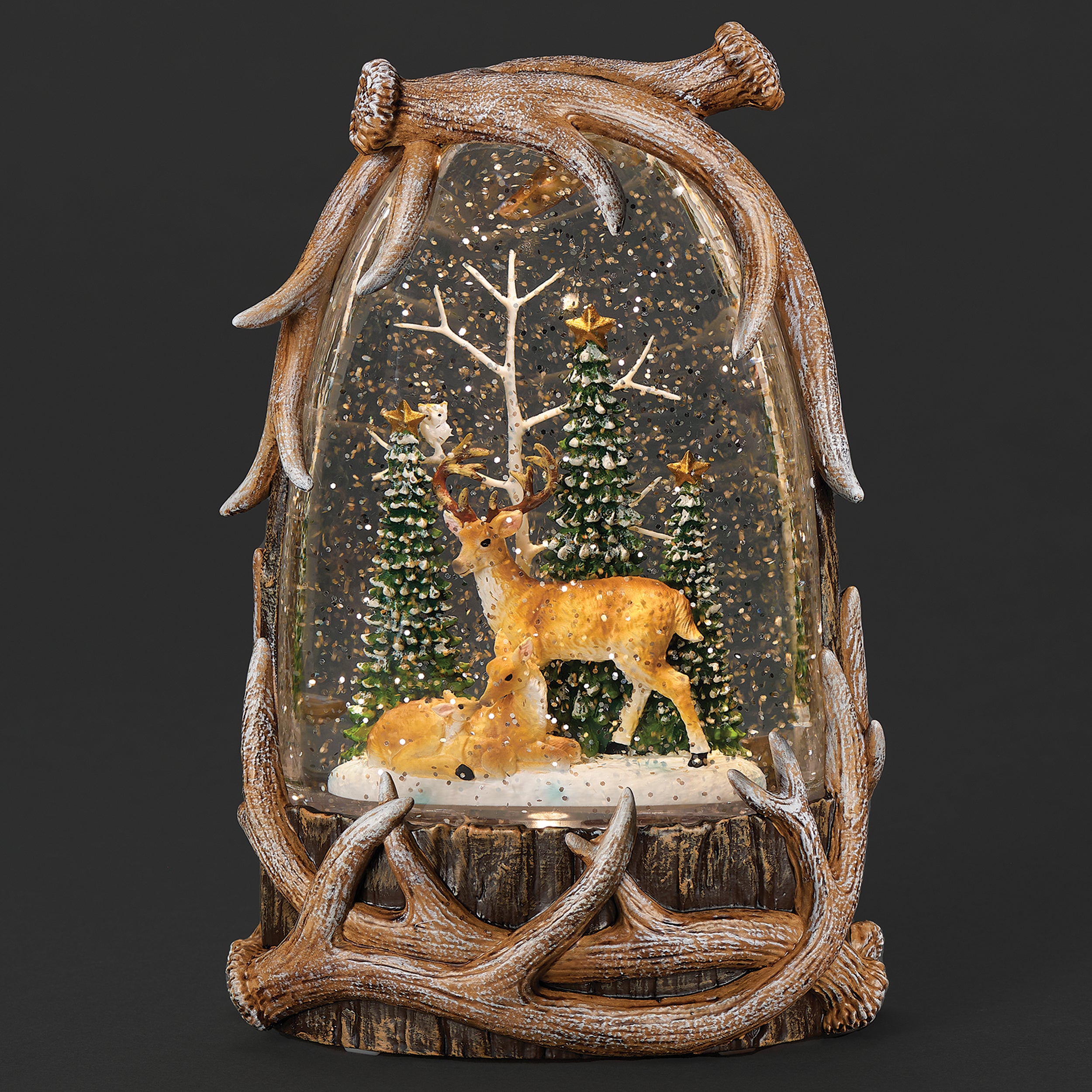 Confetti Lites Lighted Swirl Antler Casing with Deer Family