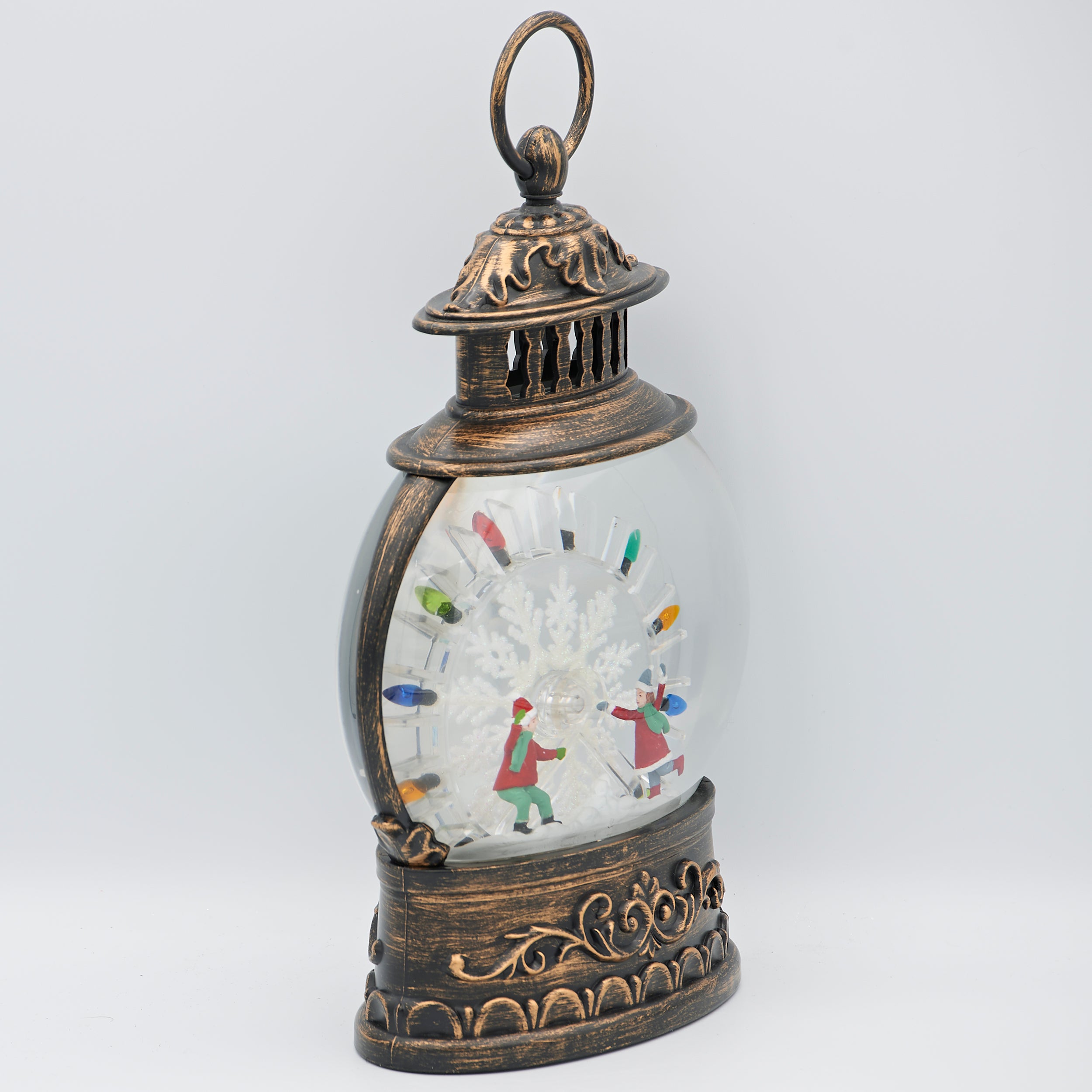 Confetti Lites Lighted Swirl Ferris Wheel with Children Snowball Scene