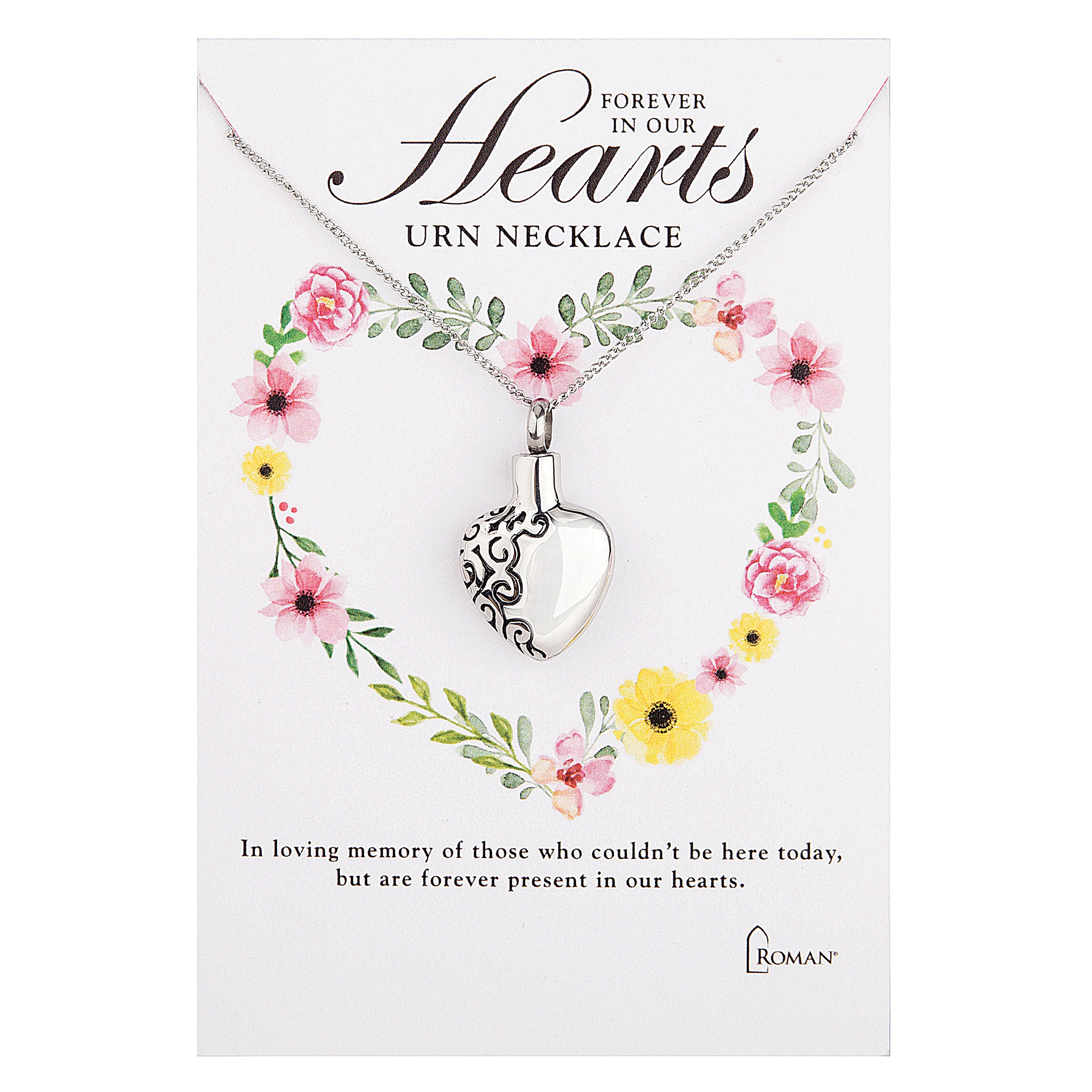 "Forever in Our Hearts" Etched Heart Urn Necklace