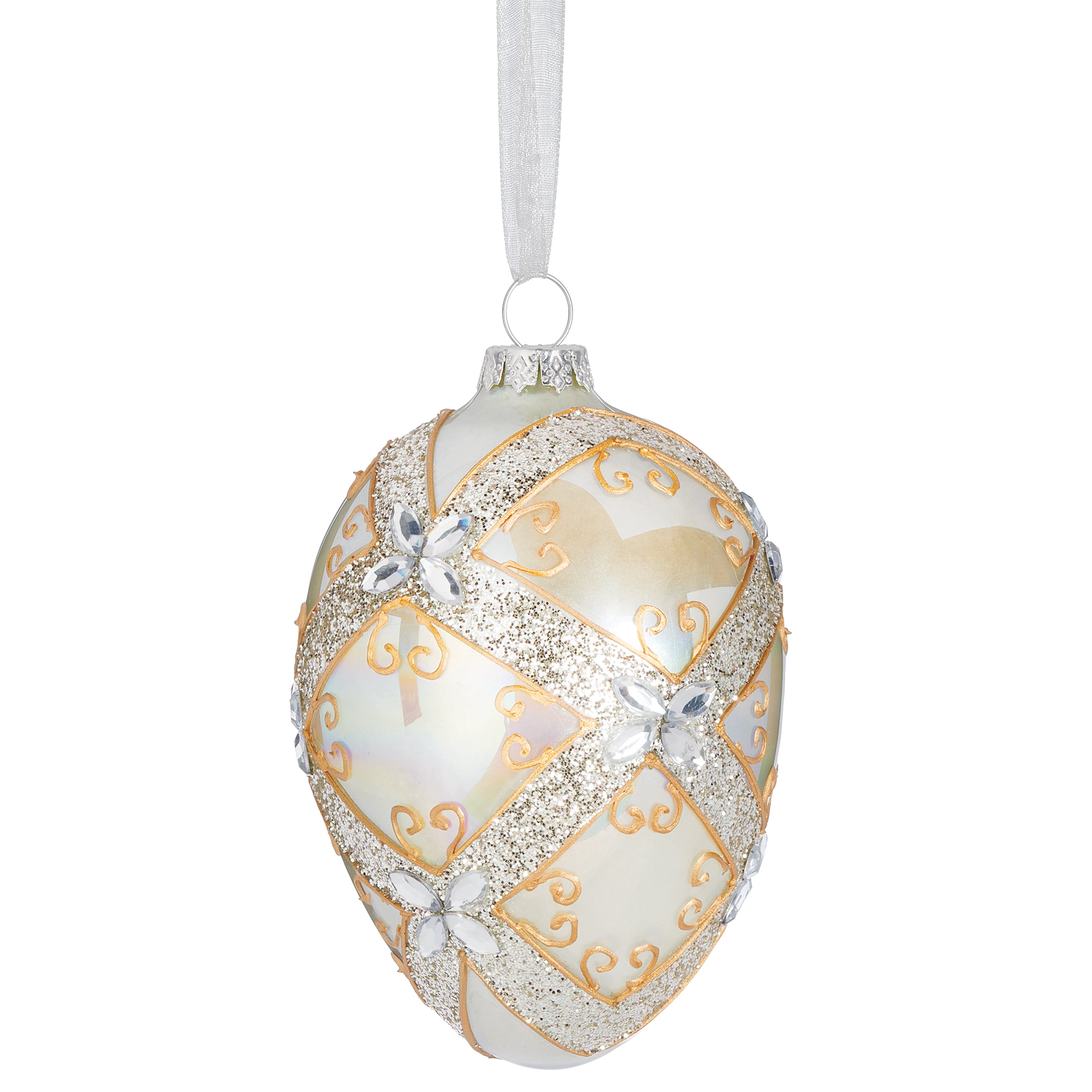 Gold & Silver Egg-Shaped Ornament