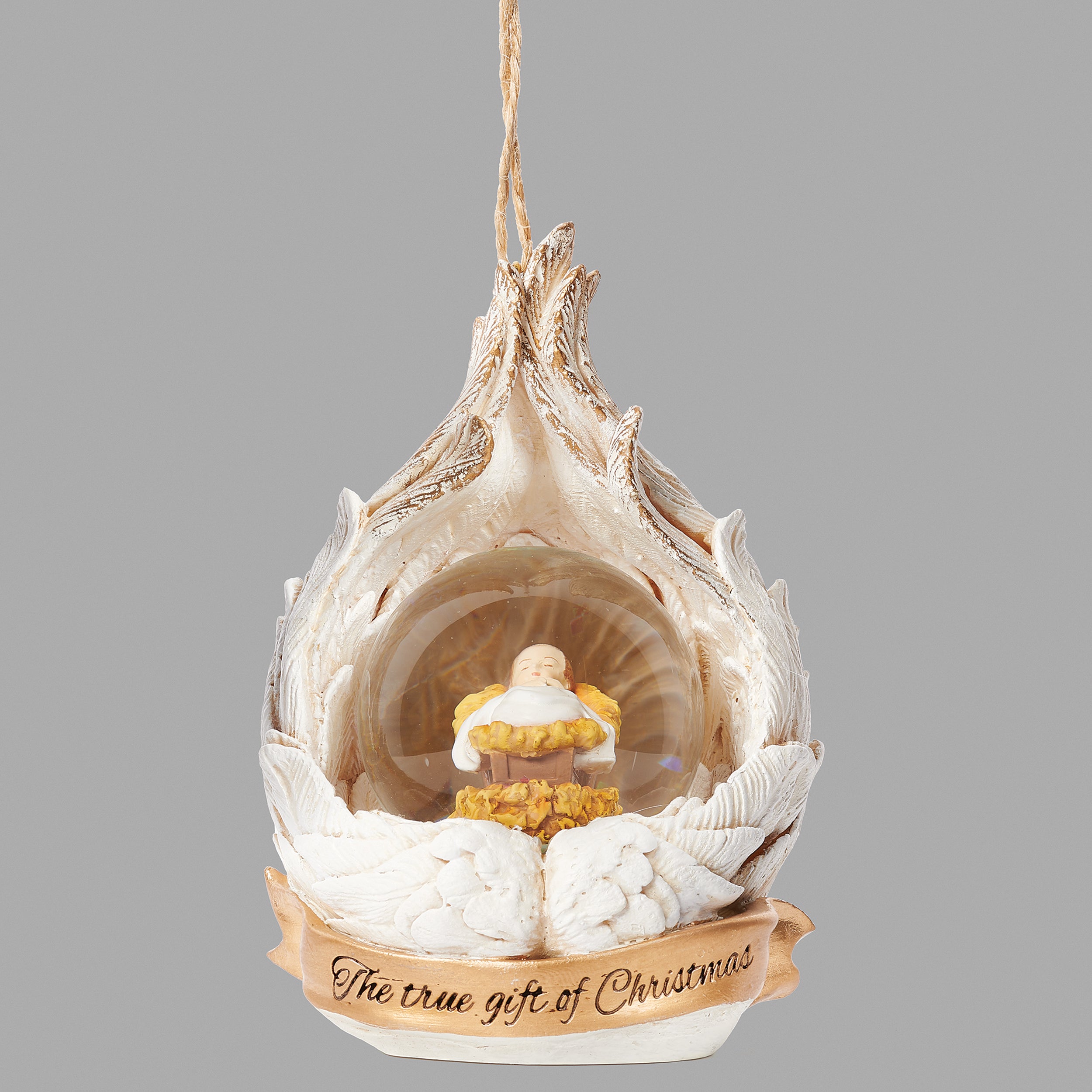 Glitterdome Baby Jesus in Angel Wings Ornament