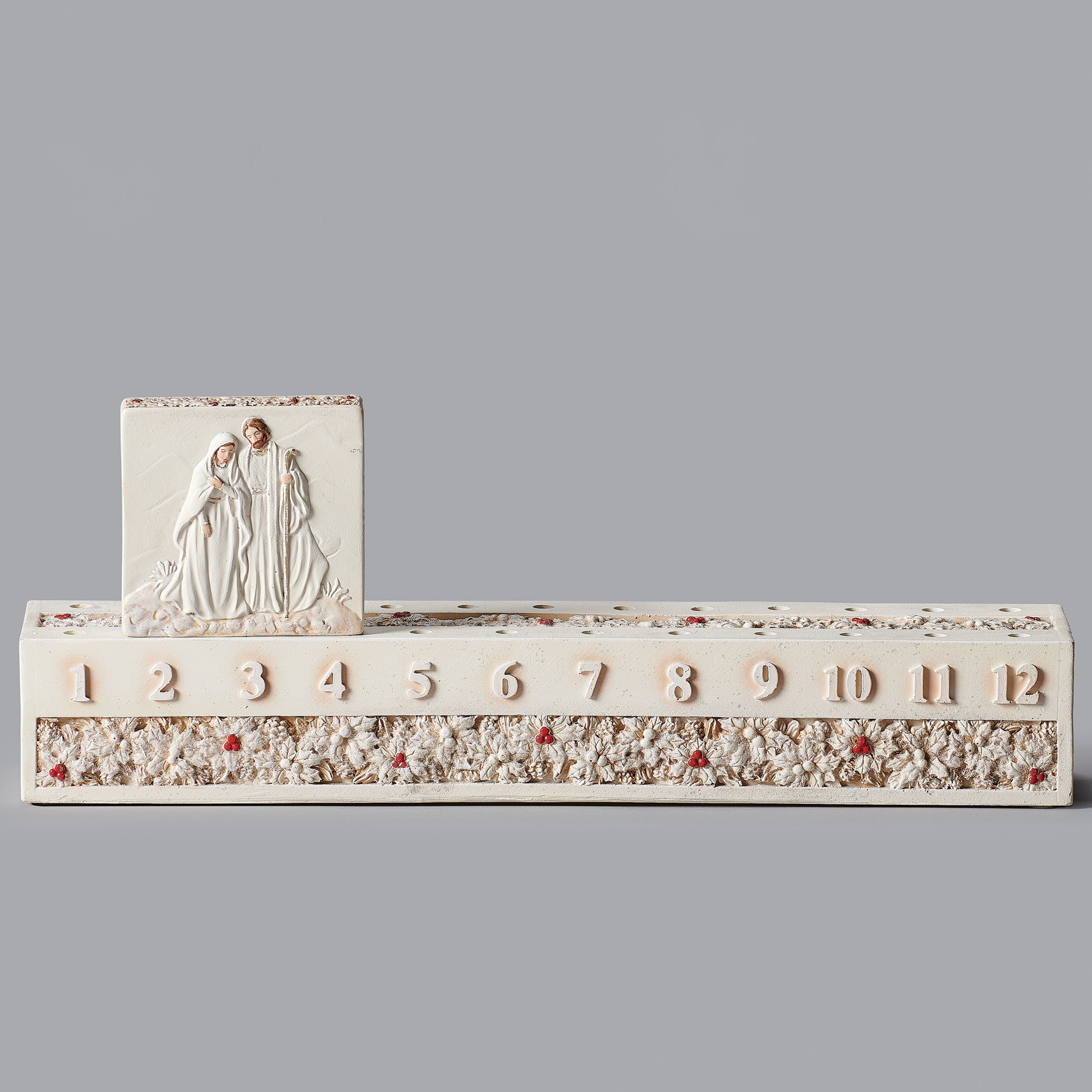 Christmas Countdown Block Set with Holy Family and Poinsettia Accents