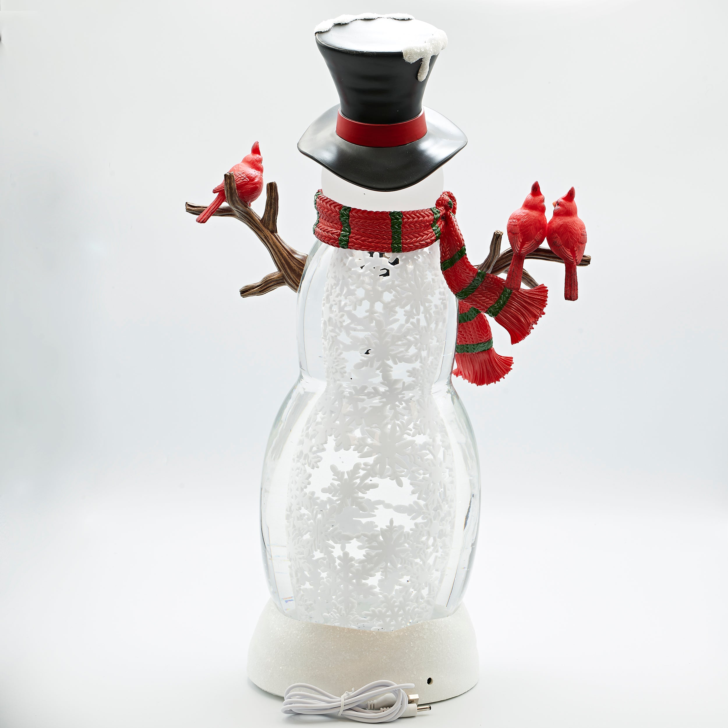 Confetti Lites Lighted Swirl Snowman with Red and Green Scarf & Cardinals