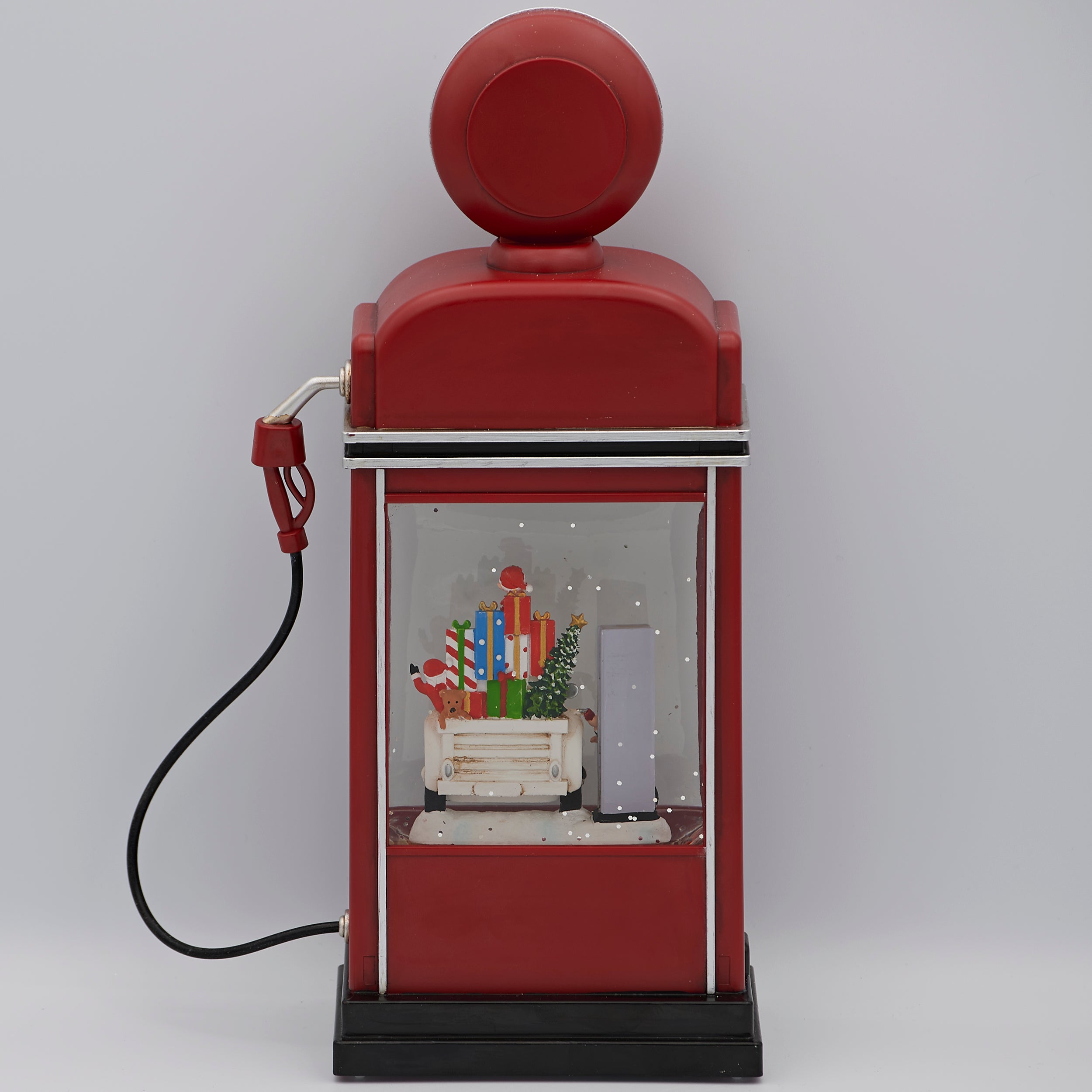 Confetti Lites Lighted Swirl Gas Pump with Santa & Elves