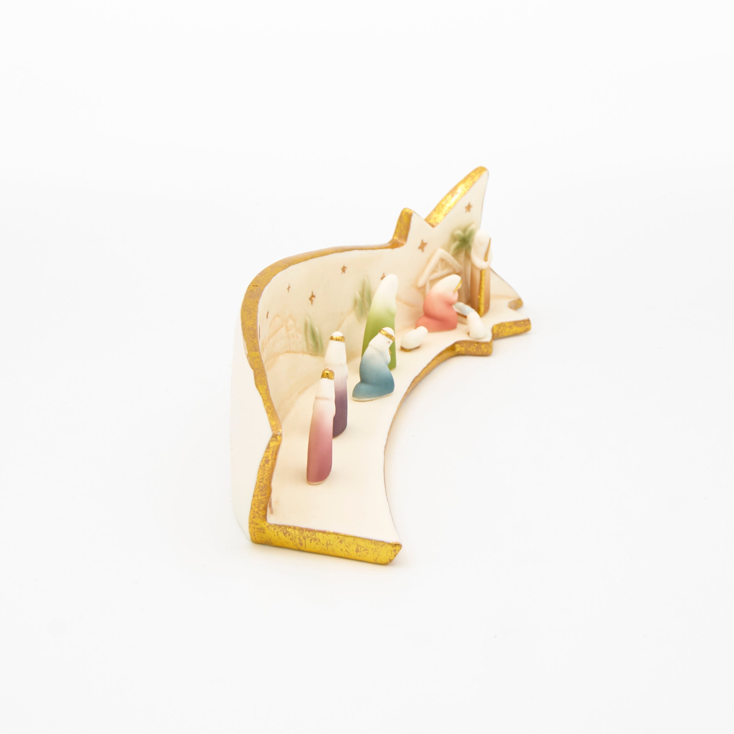 Porcelain Nativity Scene in Shooting Star Stage