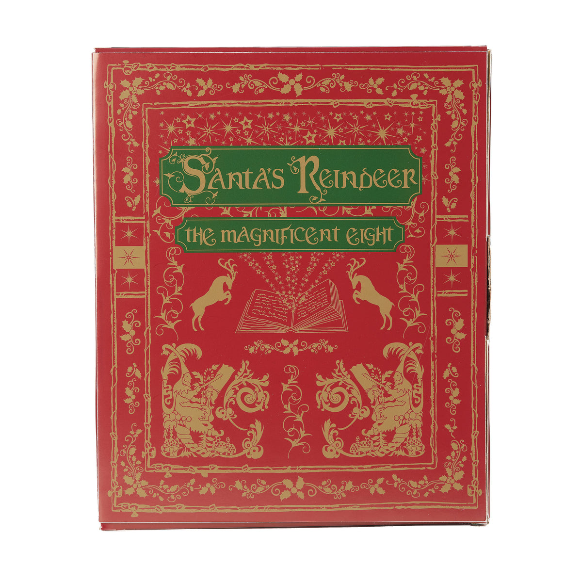 Santa's Reindeer Magnificent Eight ornament set collectible book box