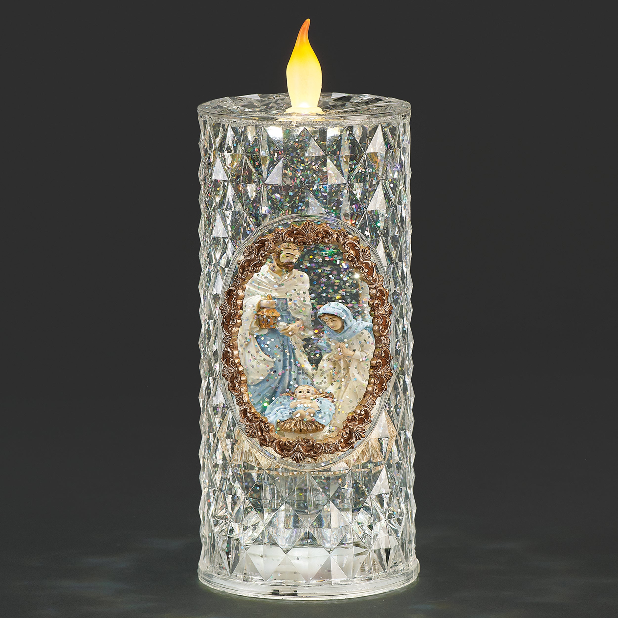 Confetti Lites Lighted Swirl Candle with Holy Family