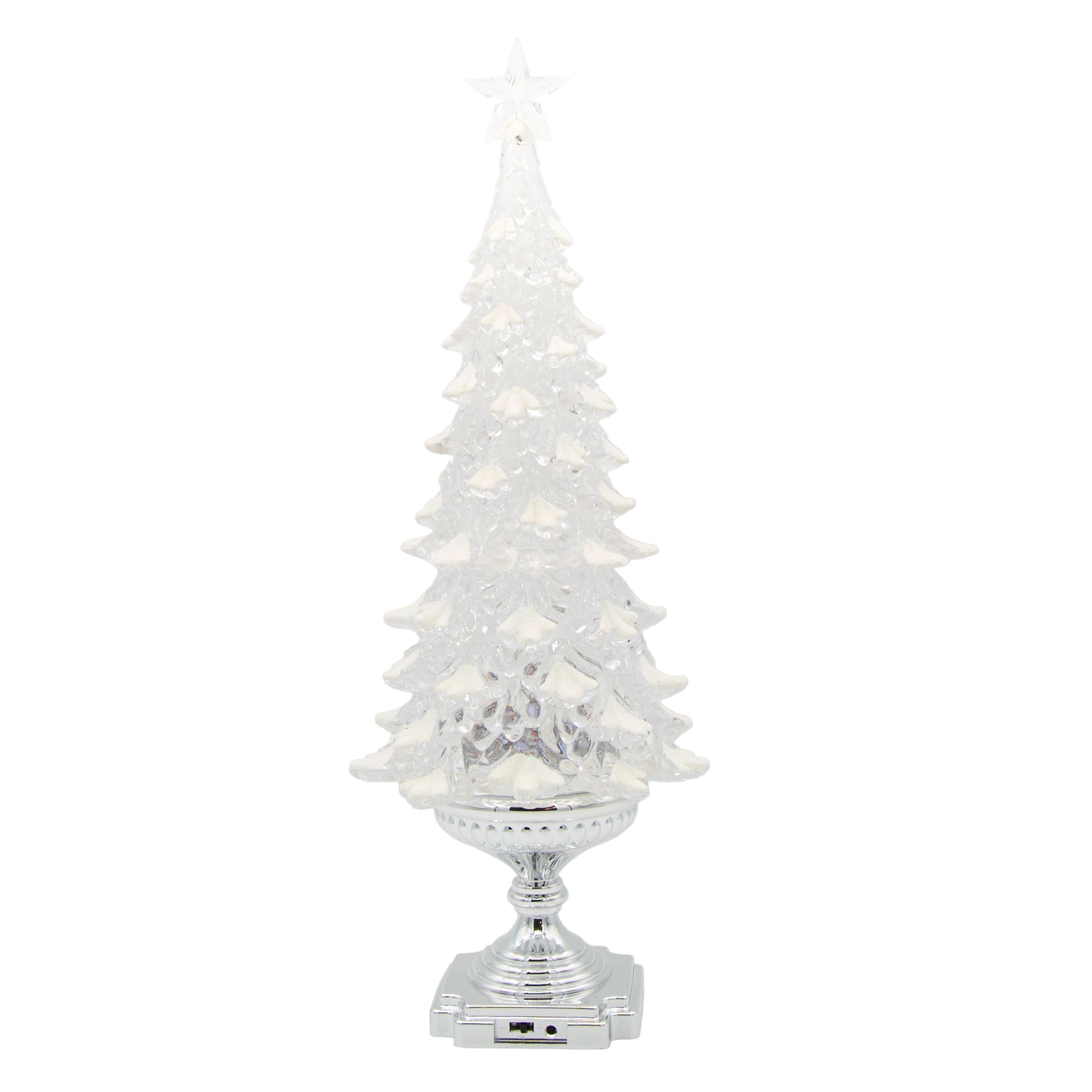 Lighted White Tree Rotating Lights