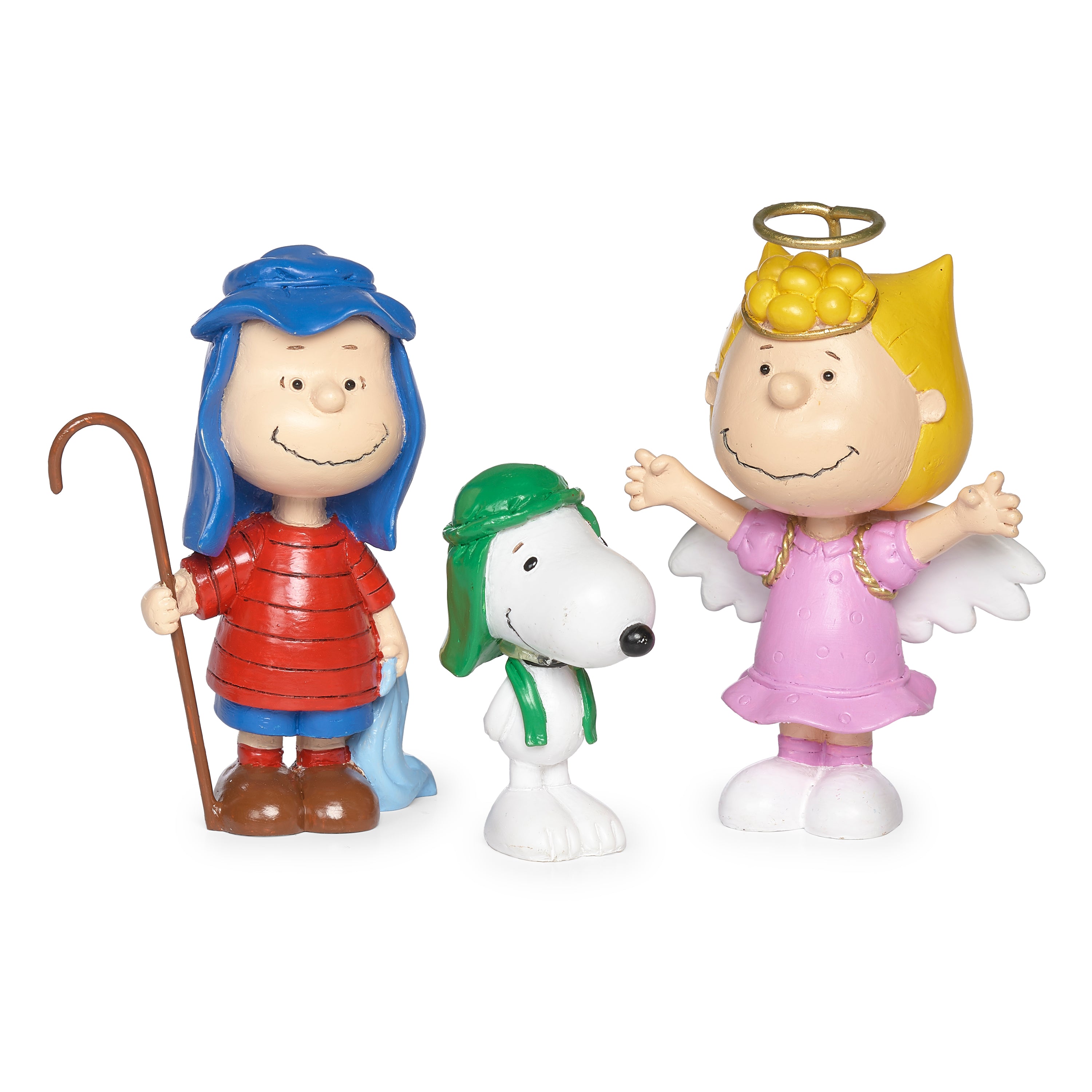 The peanuts characters dressed in a nativity set